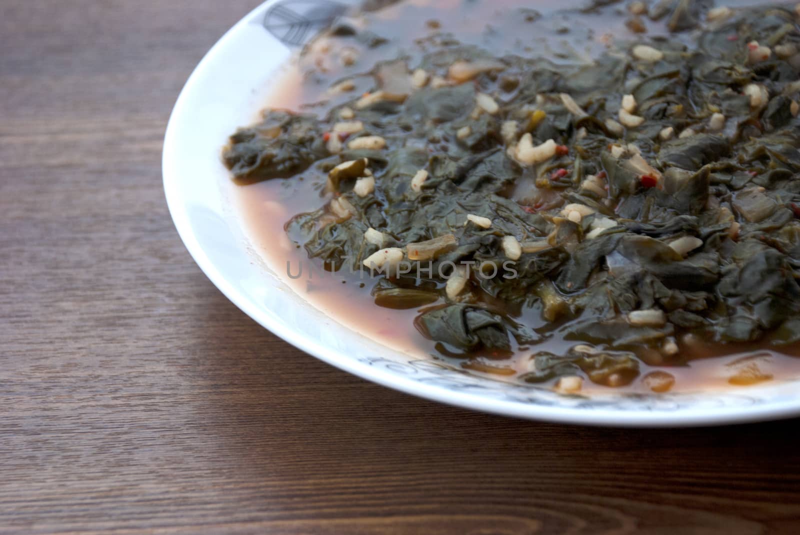 Healthy spinach made with rice