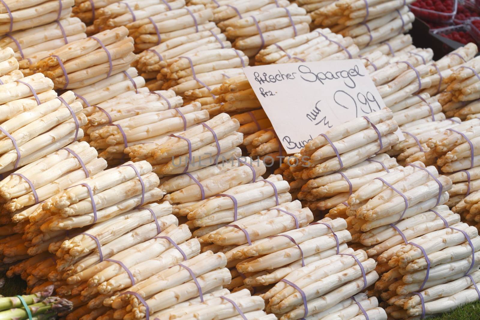 Fresh French Aspargus on a Market Stall