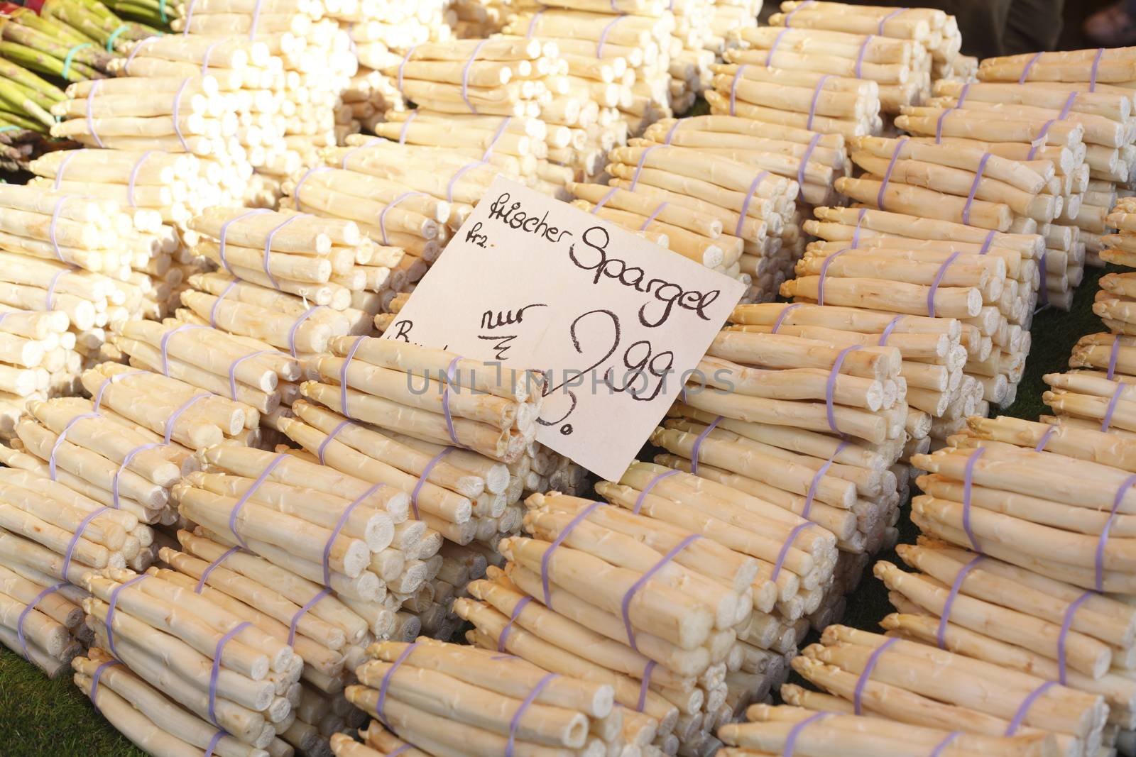 Fresh French Aspargus on a Market Stall