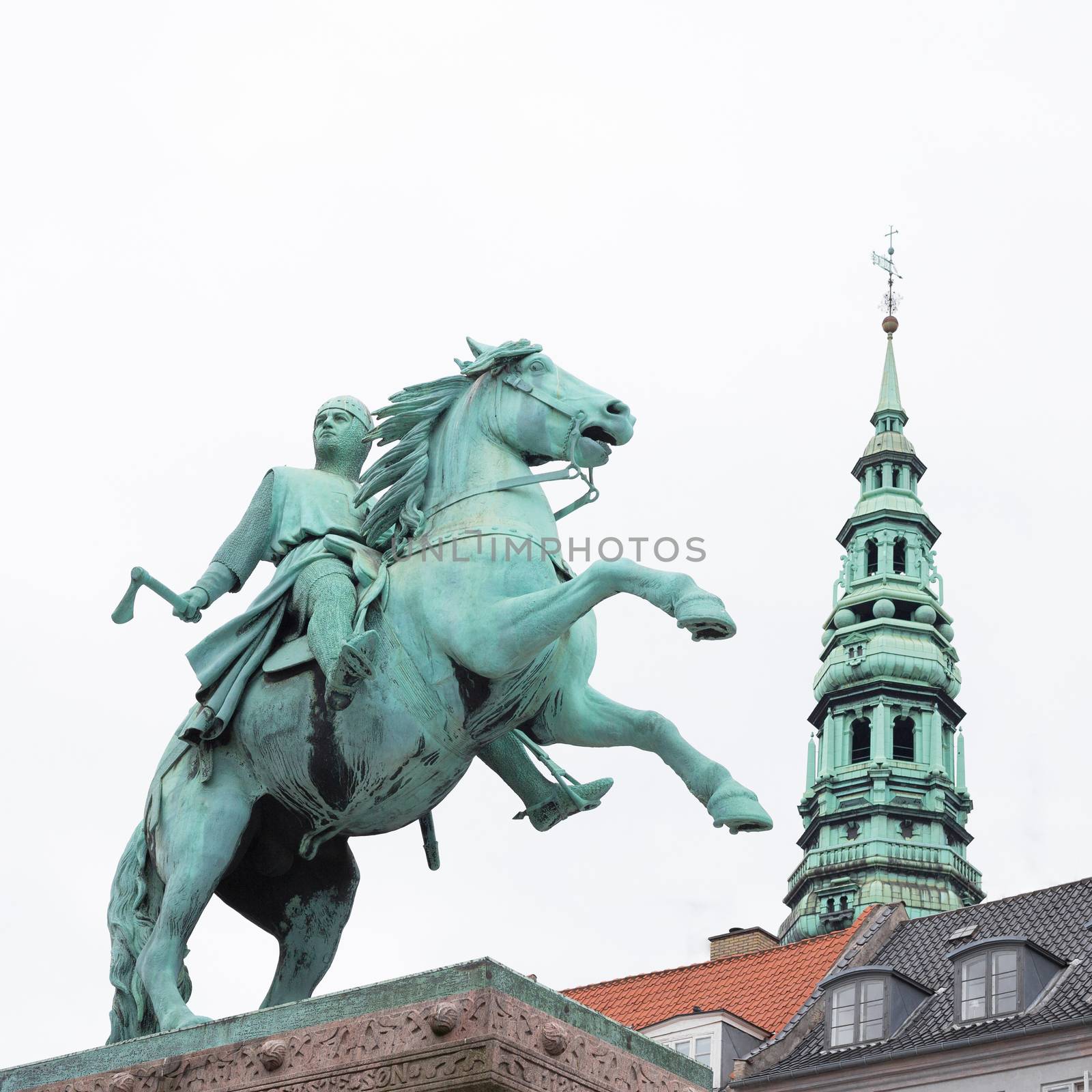 Old Town with Absalon statue in Copenhagen in Denmark by ingalinder