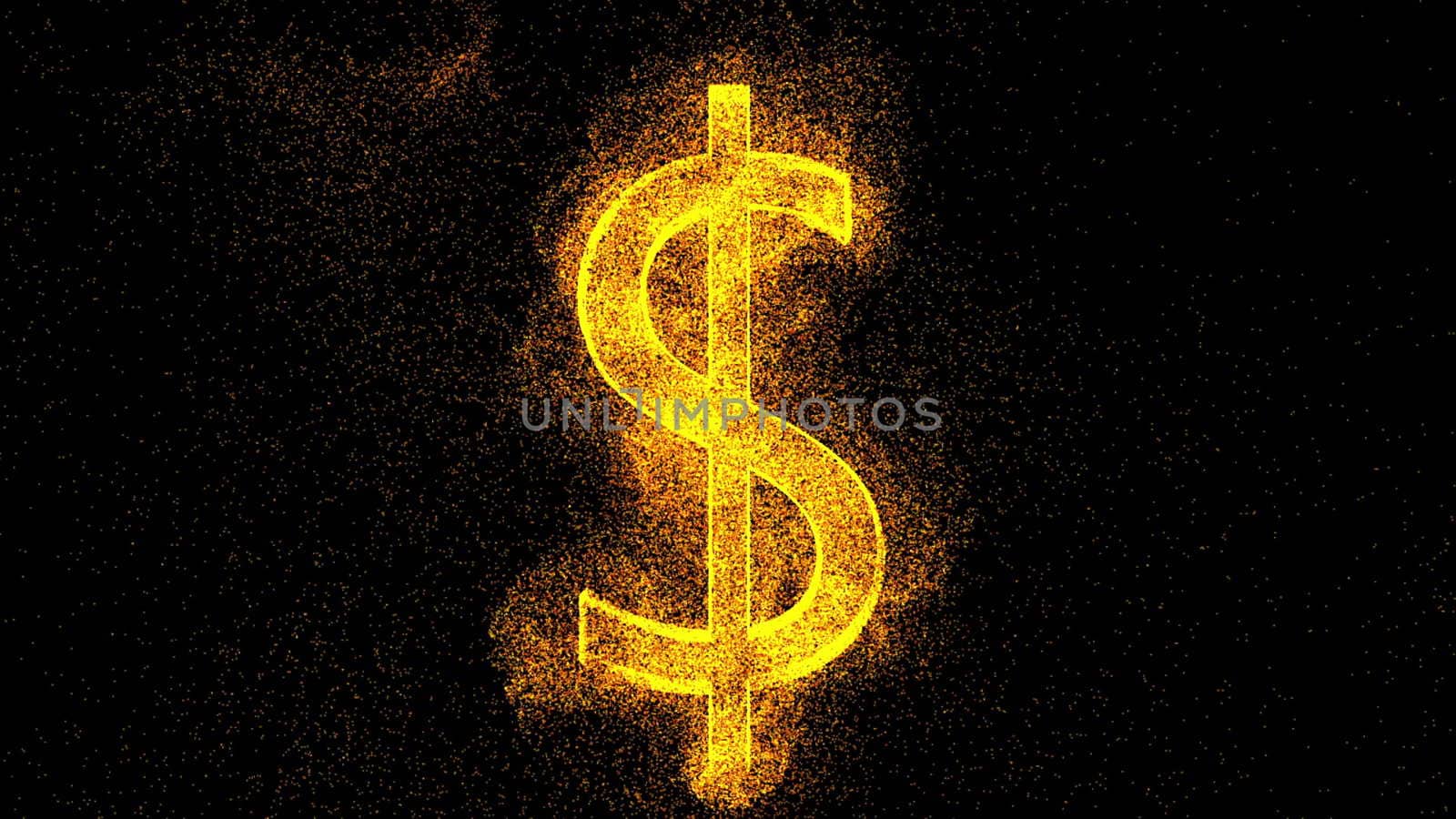 Dollar sign from gold particles. Digital background by nolimit046