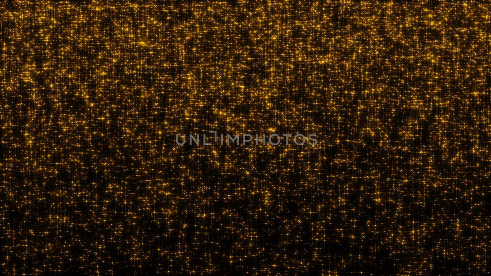 Golden glittering stars. Digital background. 3d rendering
