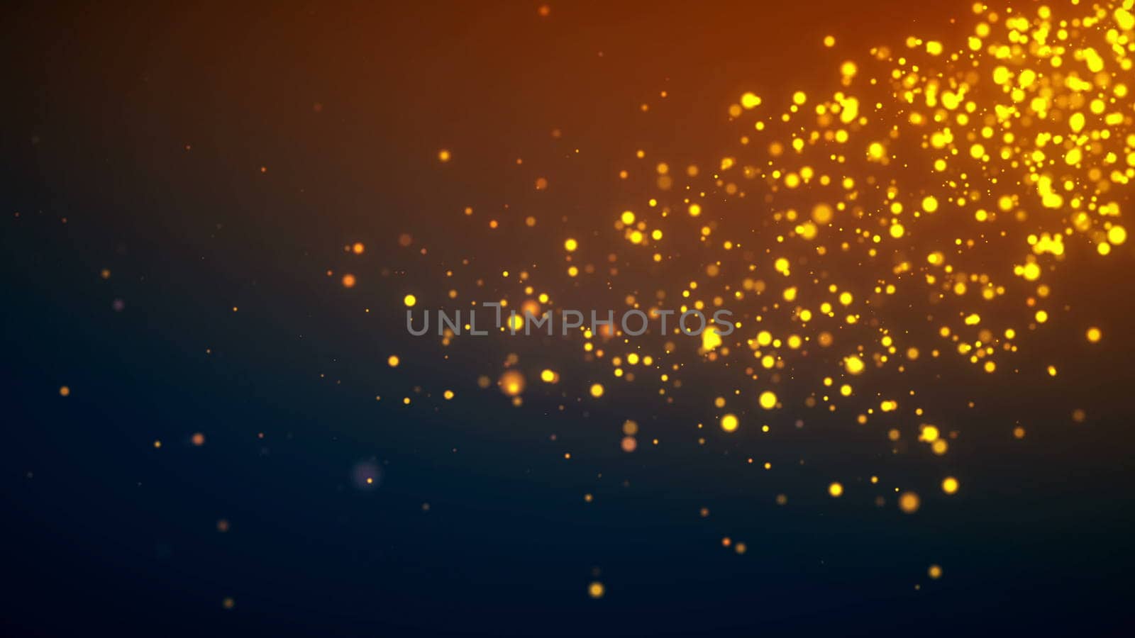 Golden particle background. Digital backdrop, 3d rendering