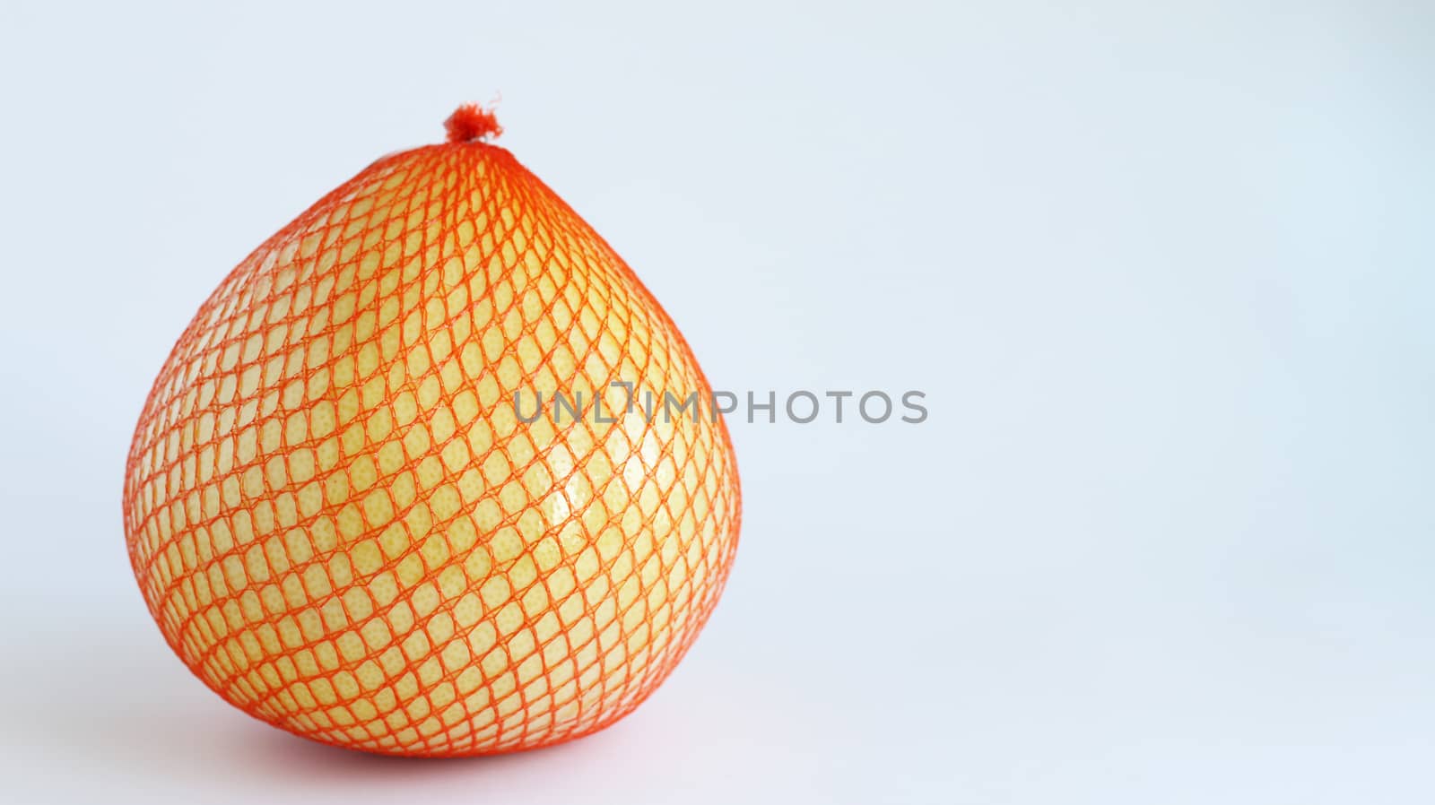 Citrus maxima. Pomelo fruit on white background. Pomela in orange grid