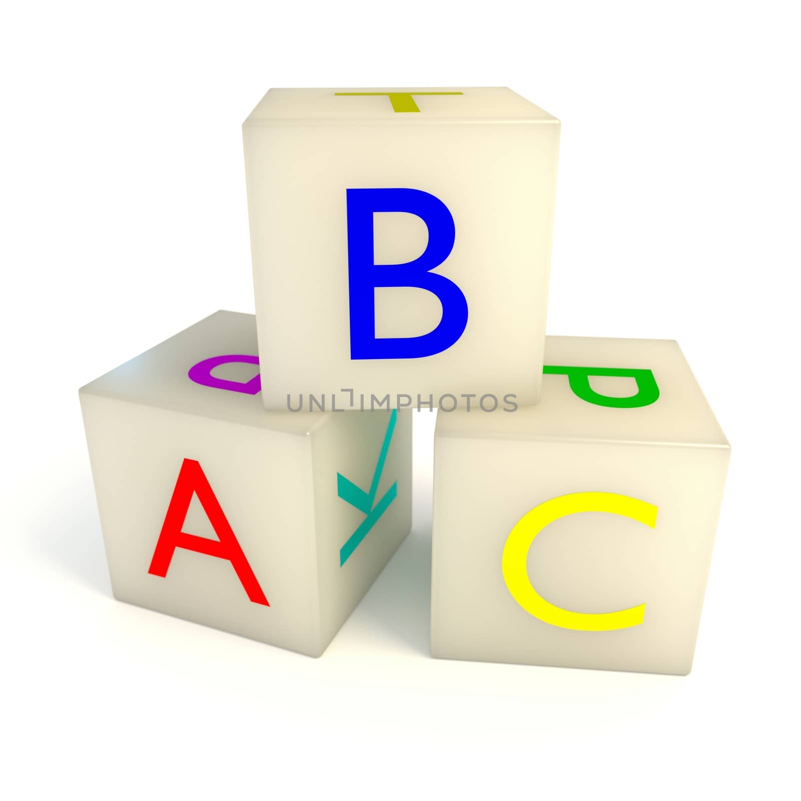 ABC Blocks on the white background. 3d illustration