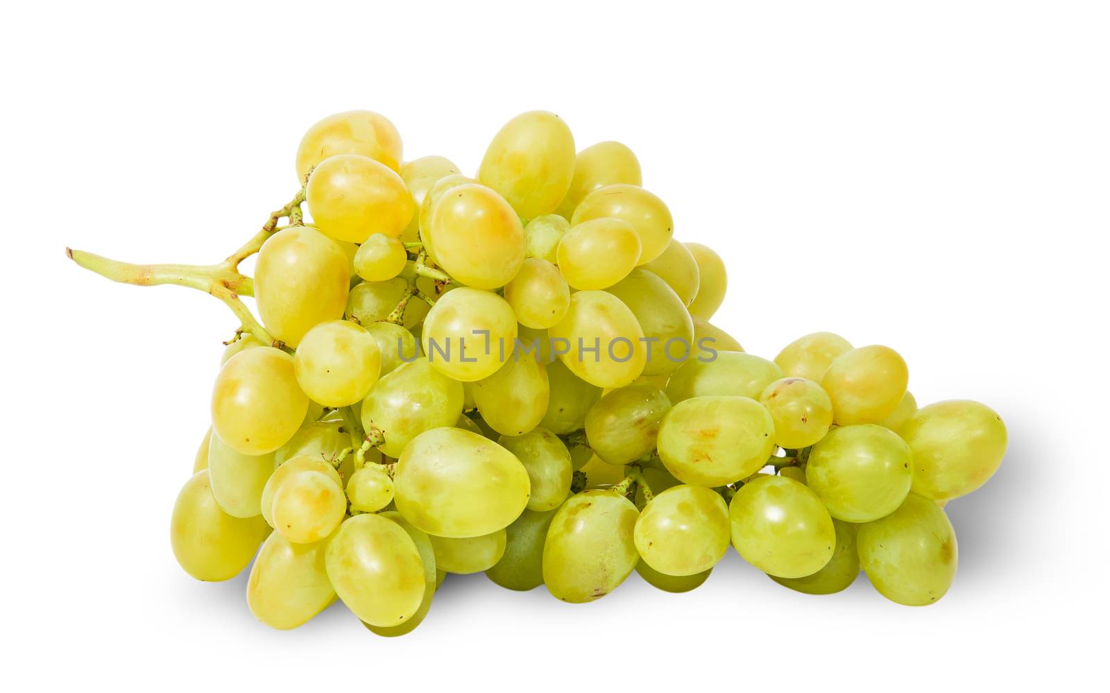 A bunch of bright ripe grapes isolated on white background