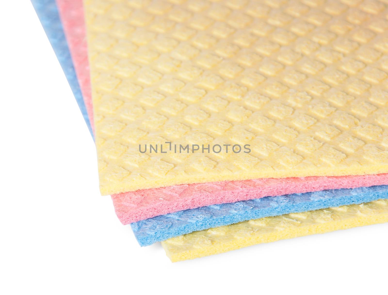 Closeup multicolored sponges for dishwashing by Cipariss