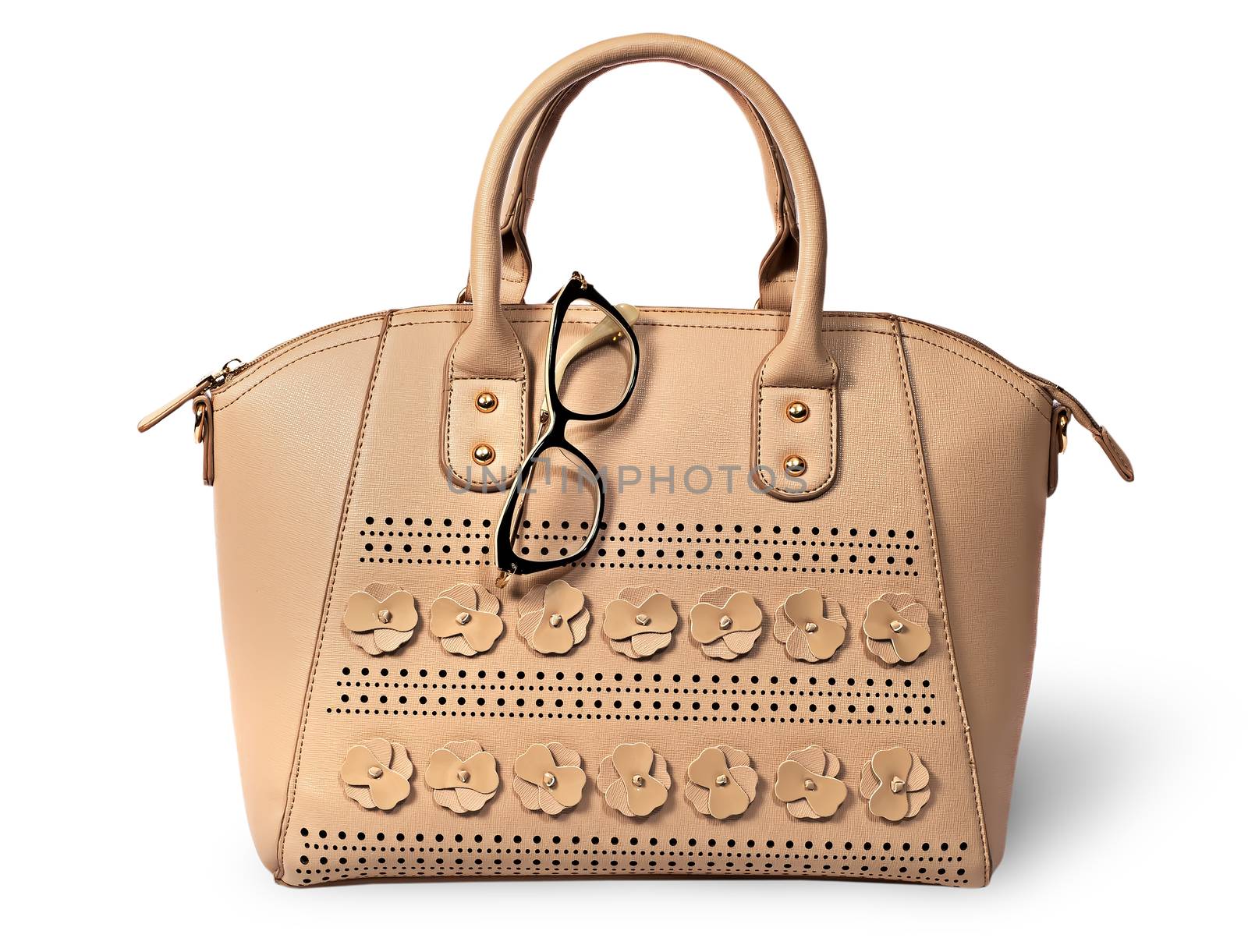 Elegant beige handbag and glasses by Cipariss