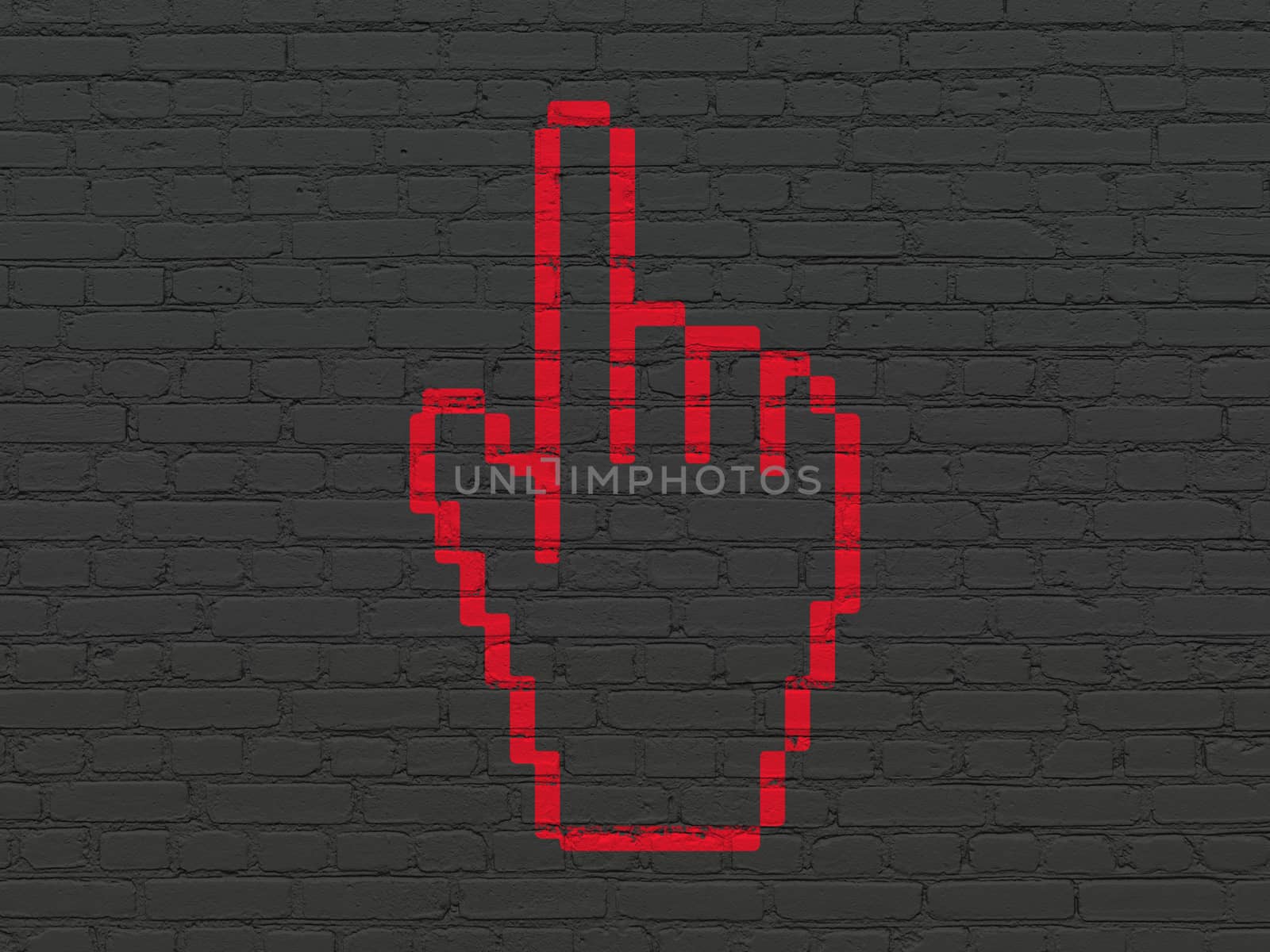Social network concept: Mouse Cursor on wall background by maxkabakov