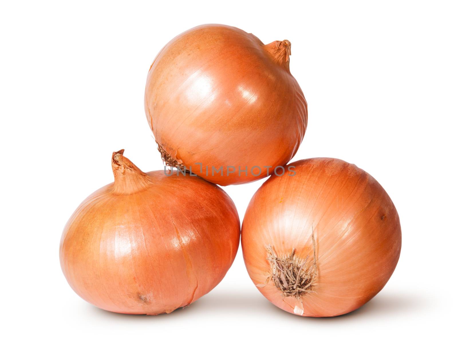 Fresh Golden Onions Isolated On White Background