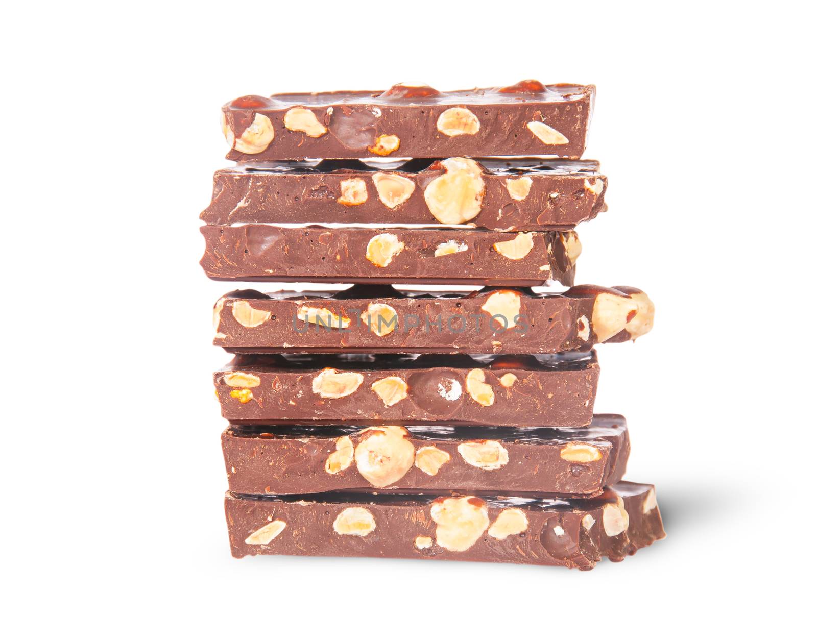 In front stack of seven chocolate bars by Cipariss
