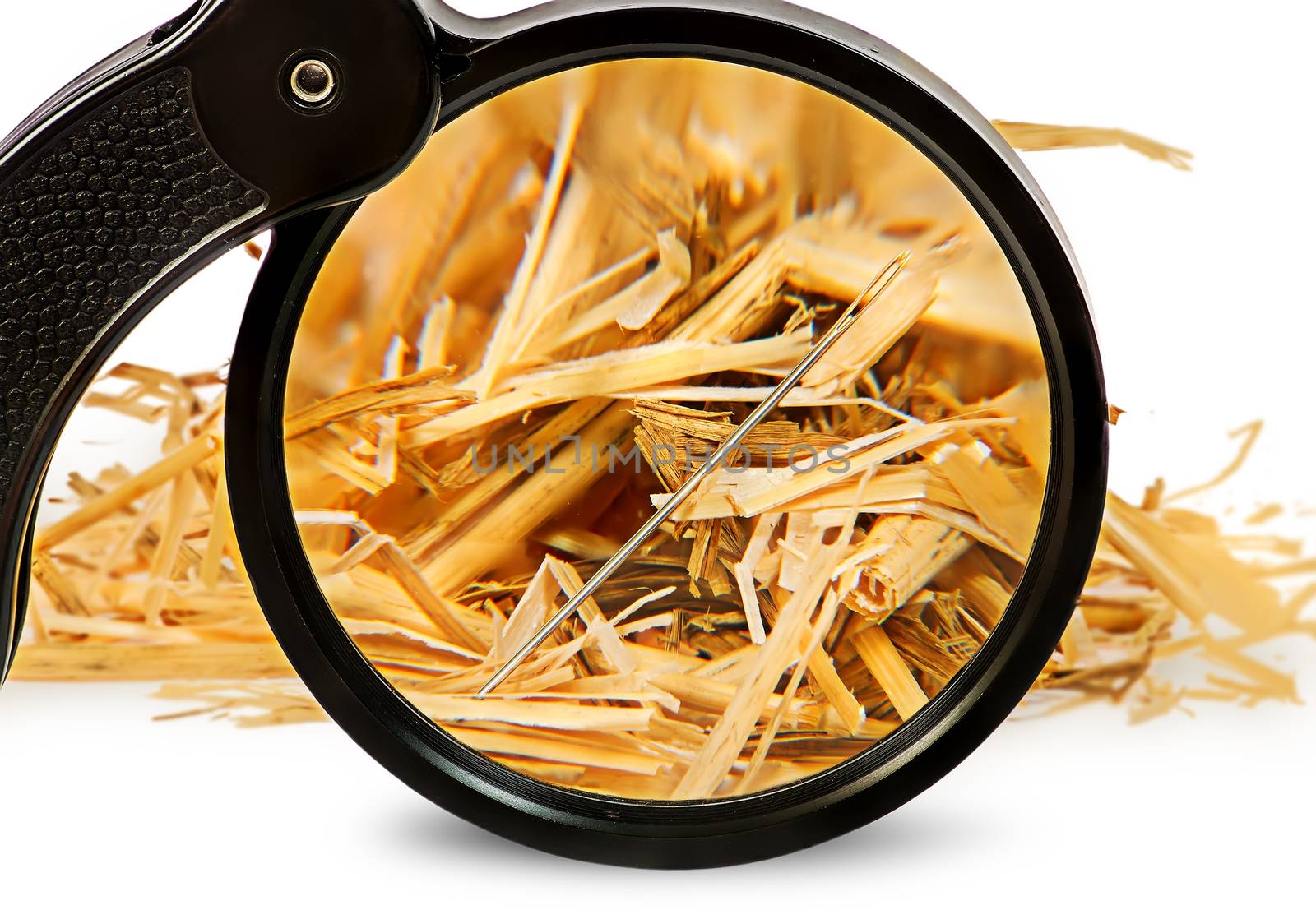 Magnifier enlarges a needle in haystack by Cipariss