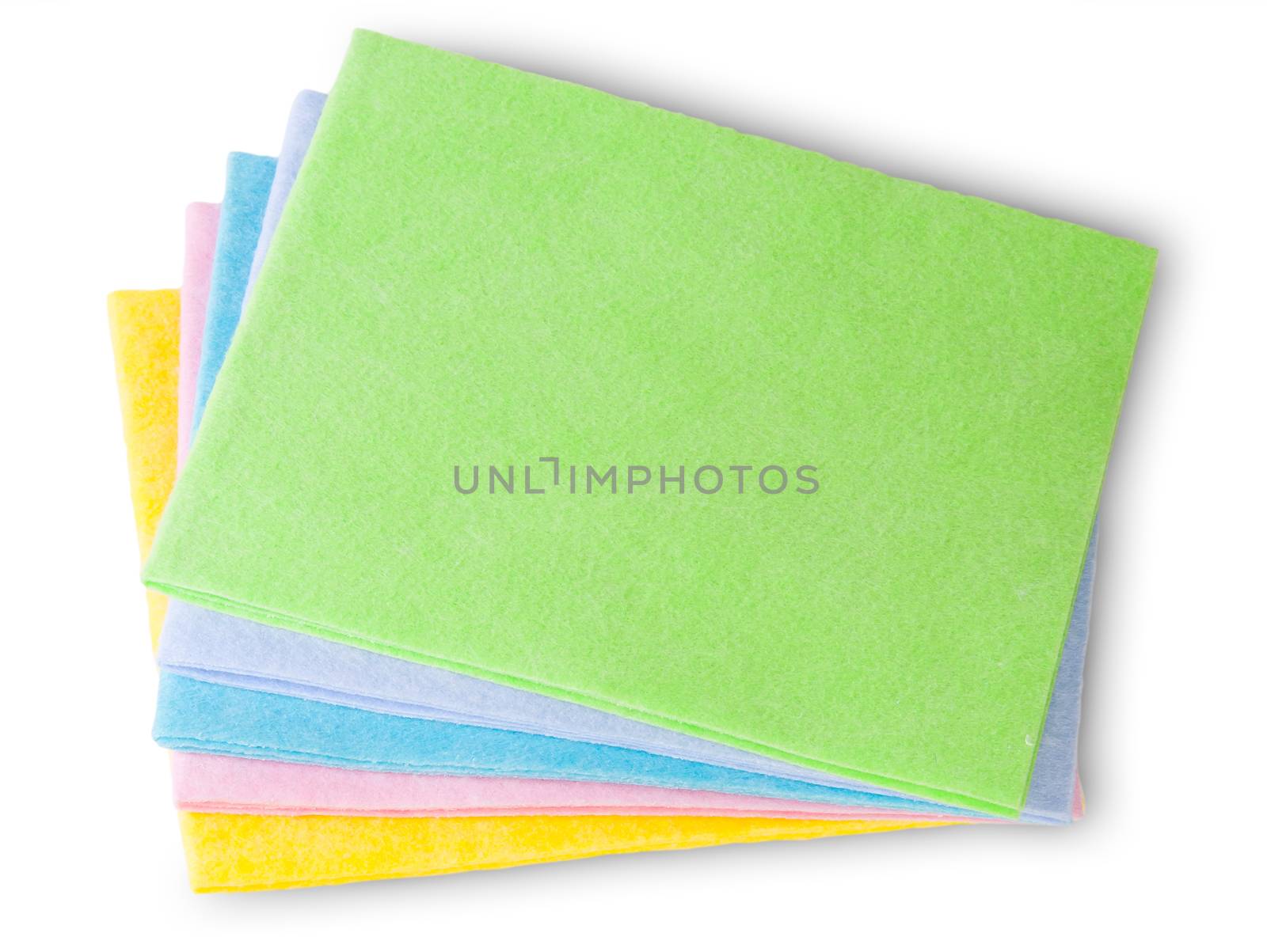 Multicolored Cleaning Cloths Isolated On White Background 