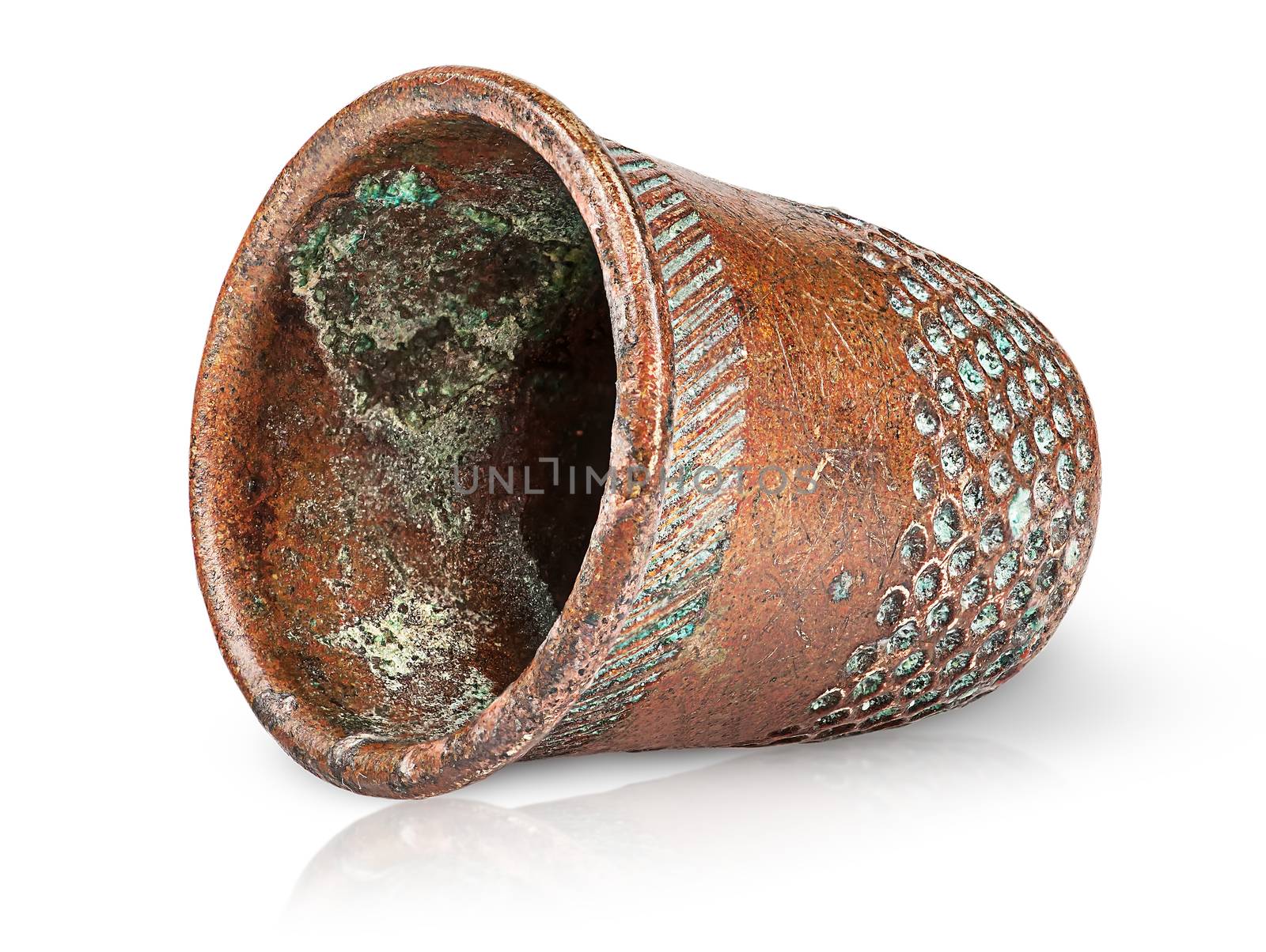 Old antique copper thimble horizontally by Cipariss