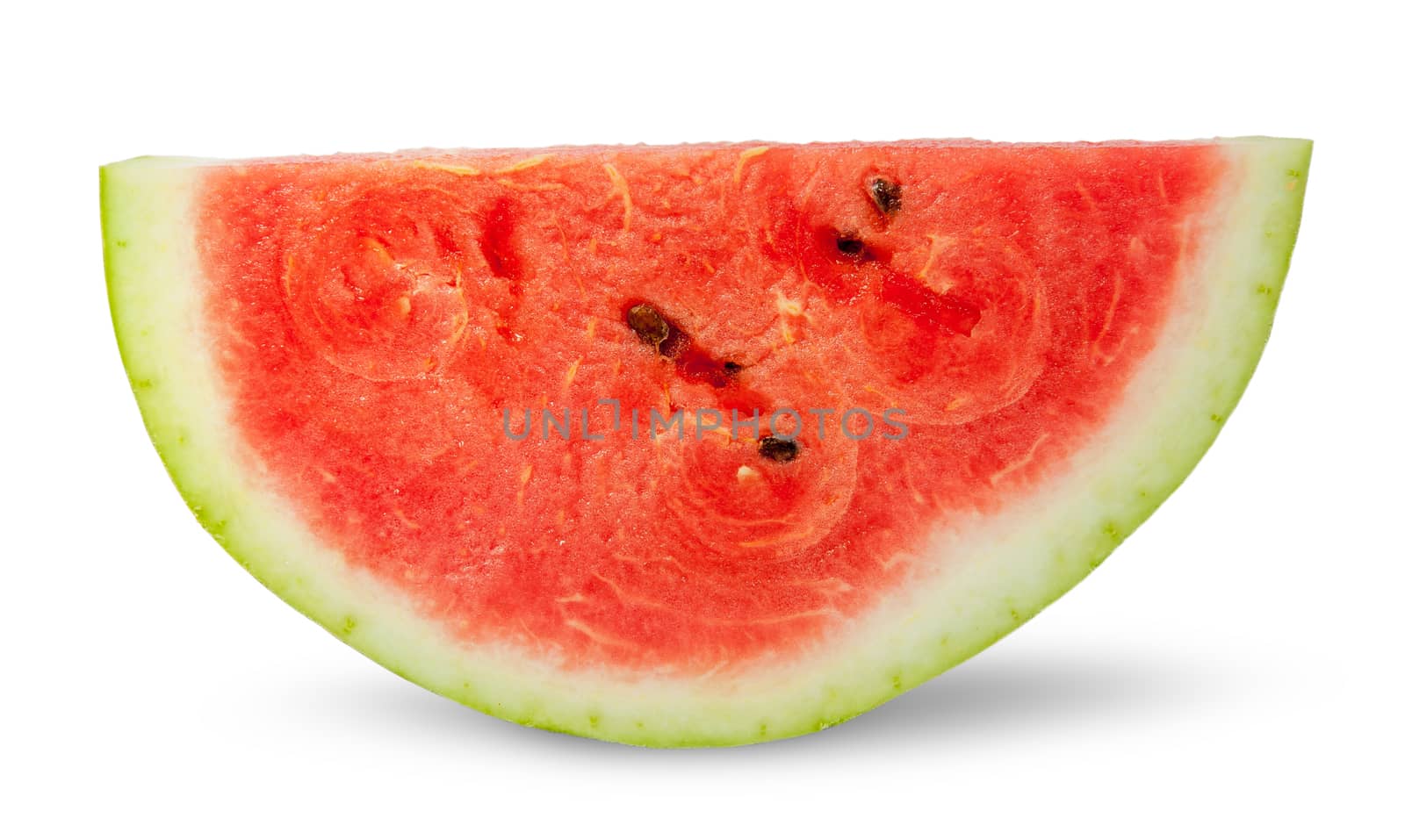 One red slice of ripe watermelon isolated on white background