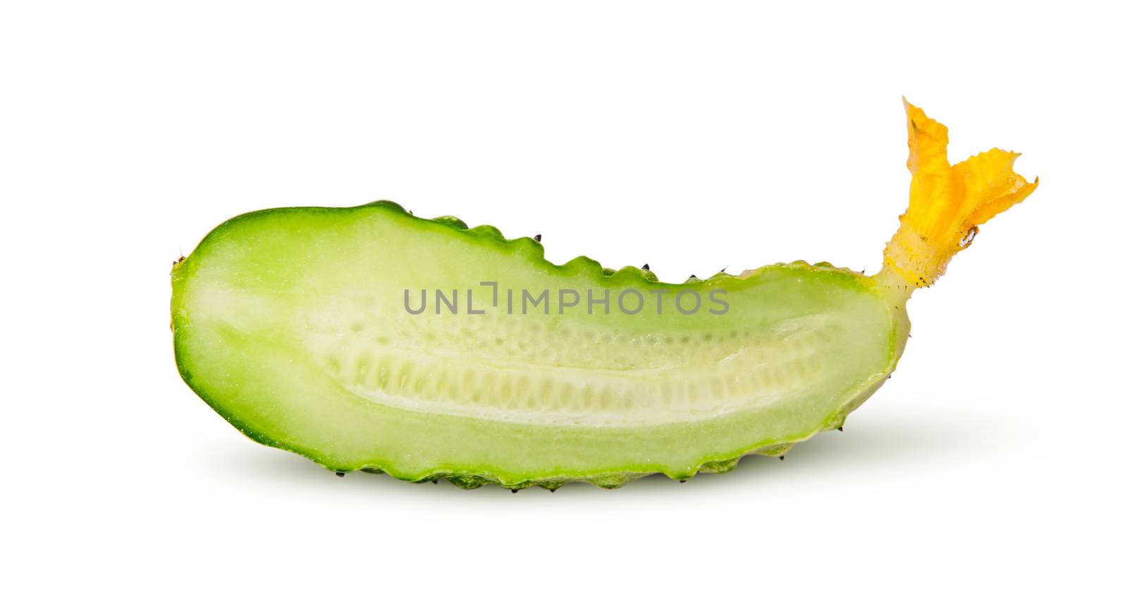 One half of cucumber isolated on white background