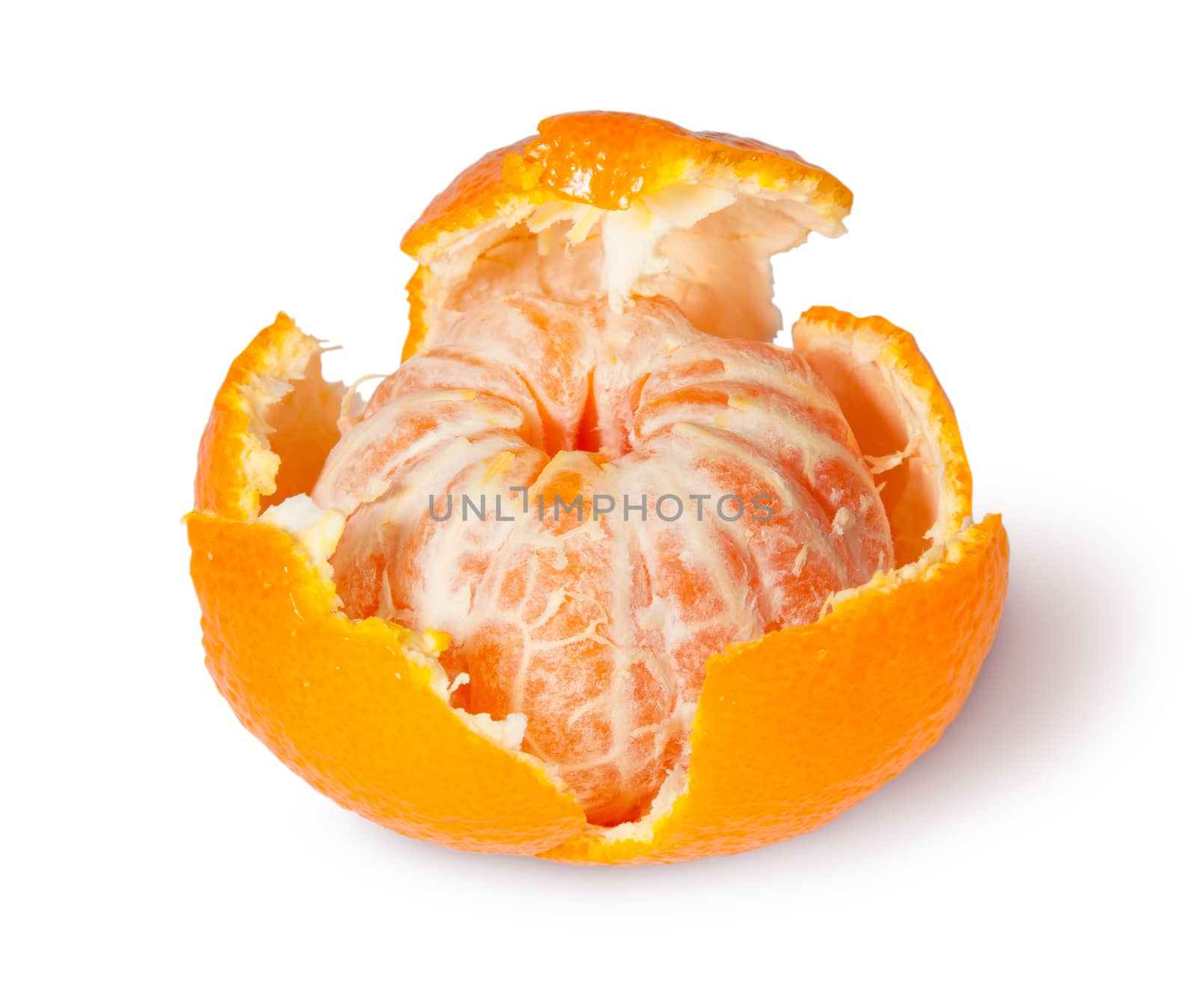 Partially Purified Tangerine Isolated On White Background