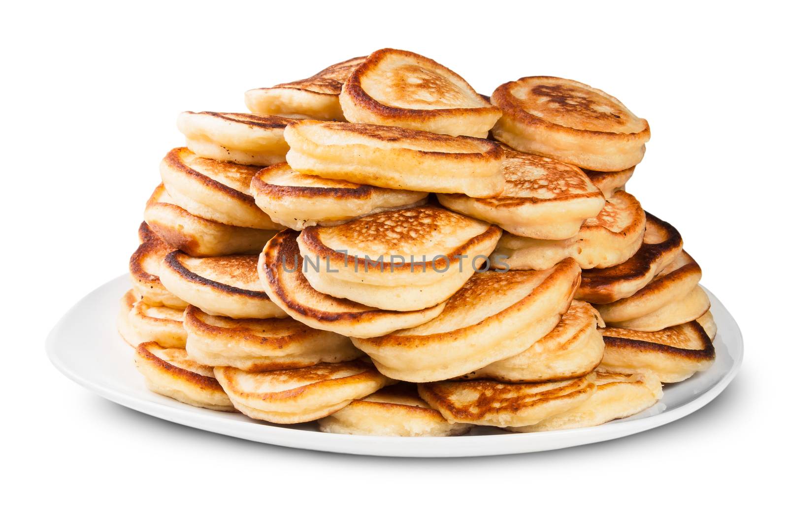 Pile Of Pancakes On A White Plate Rotated by Cipariss