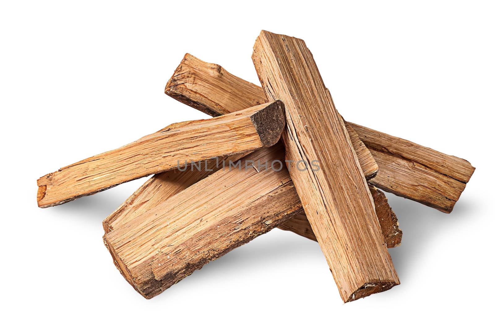 Pile of firewood isolated on white background