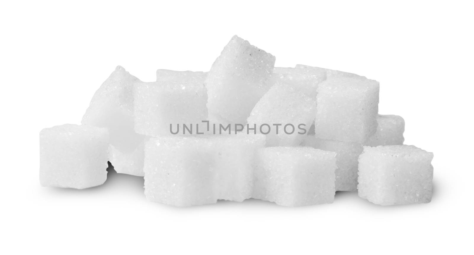 Pile Of Sugar Cubes Rotated Isolated On White Background