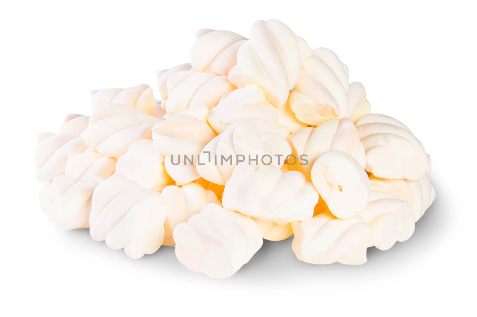 Pile The Spiral Marshmallows Isolated On White Background