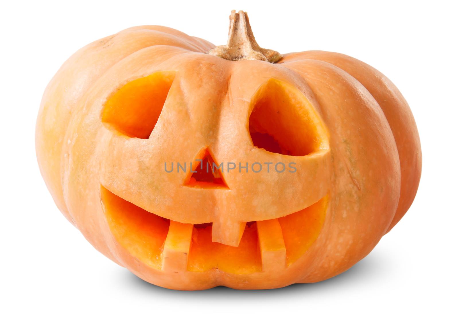 Pumpkin Halloween Jack O'Lantern Isolated On White Background