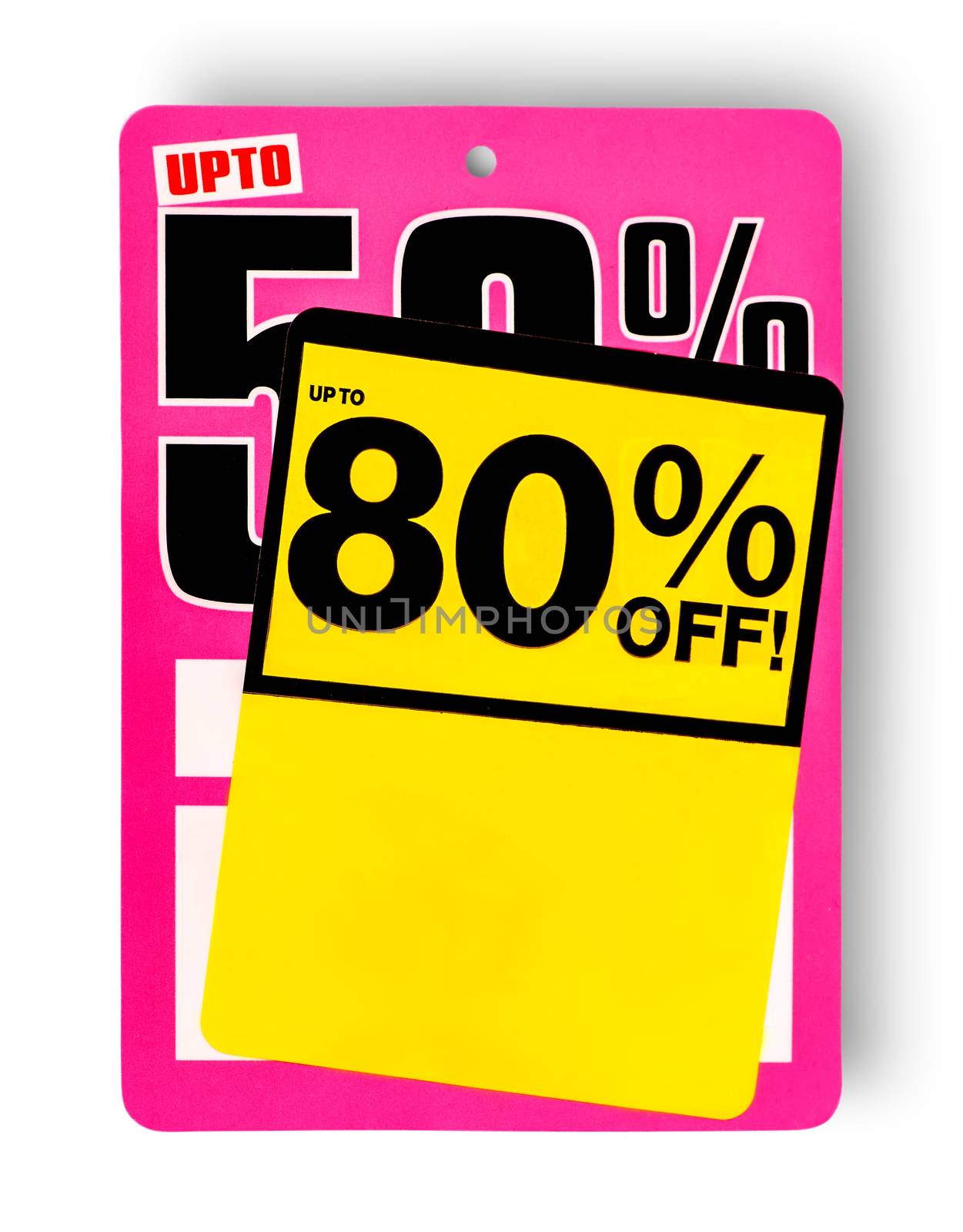 Pink and yellow Super Sale sign isolated on white background
