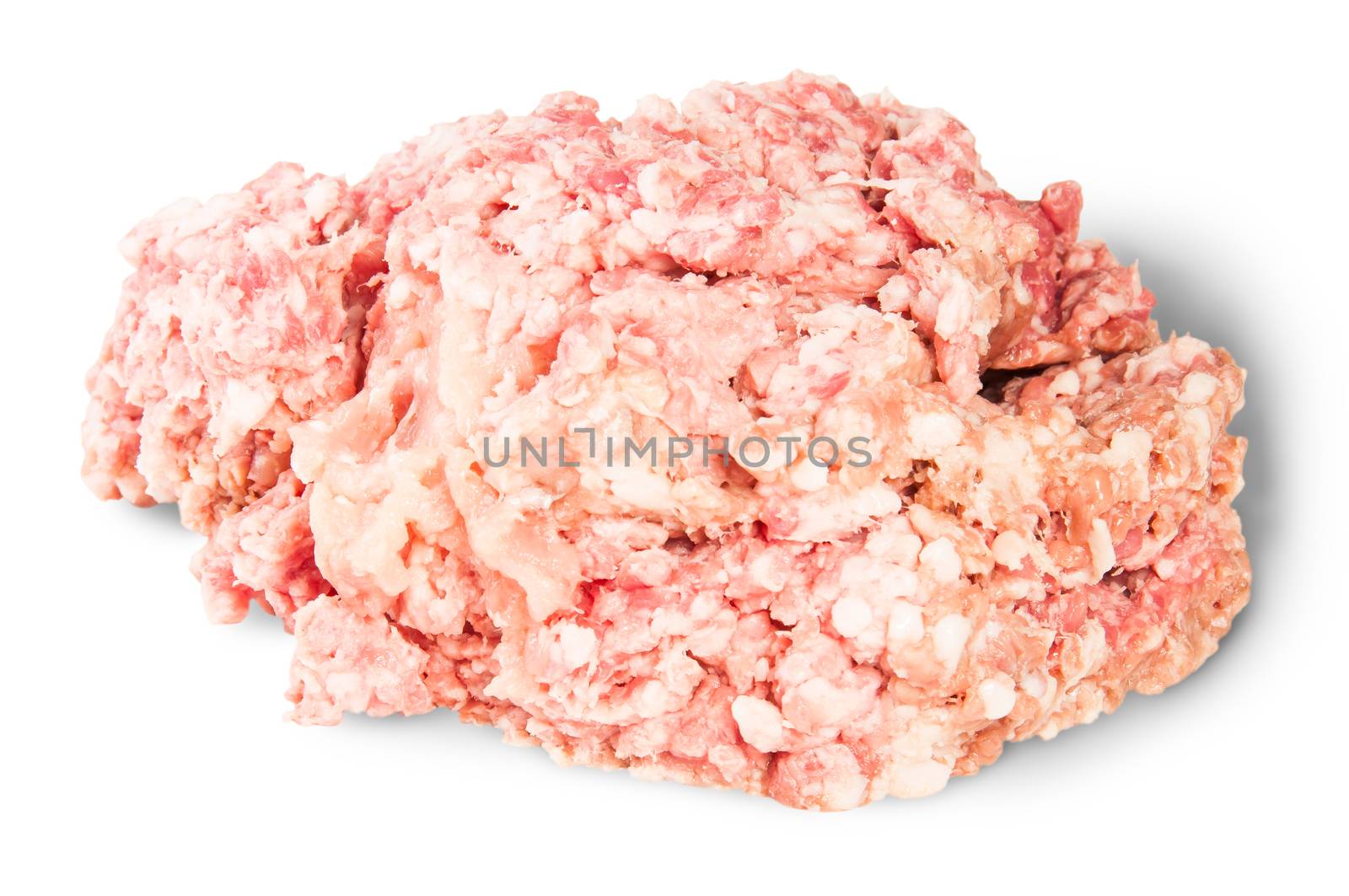 Raw Ground Beef Rotate Isolated On White Background