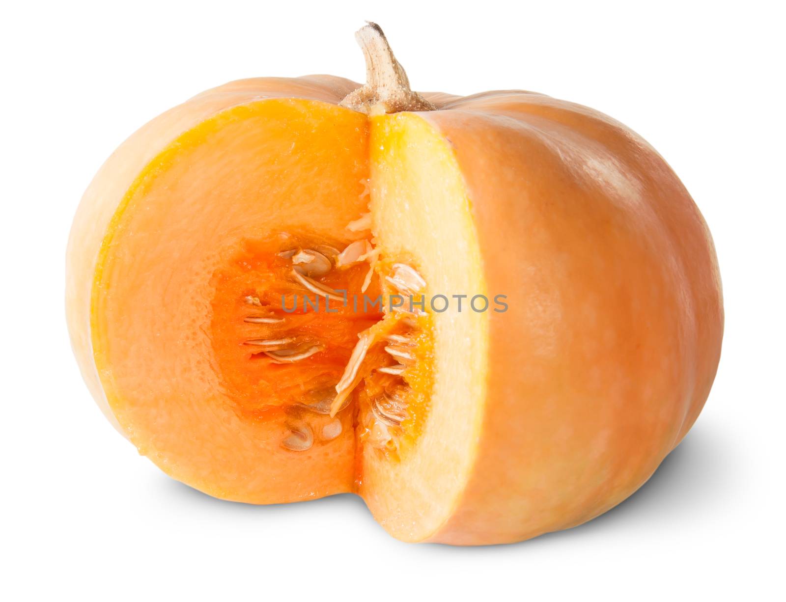 Pumpkin With Carved Part Isolated On White Background