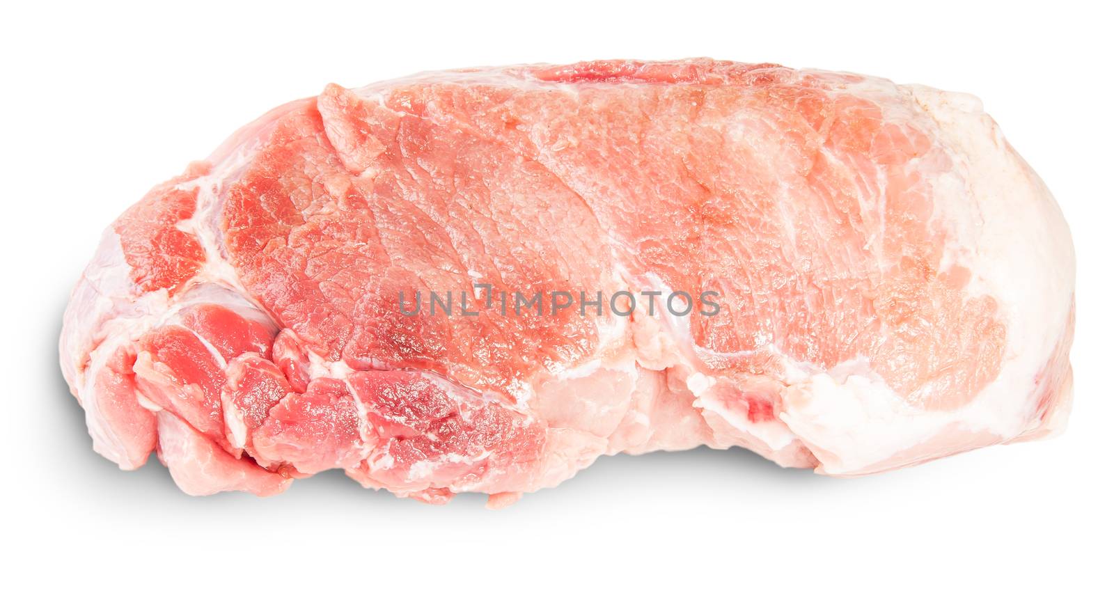 Raw Pork Fillet Rotated Isolated On White Background