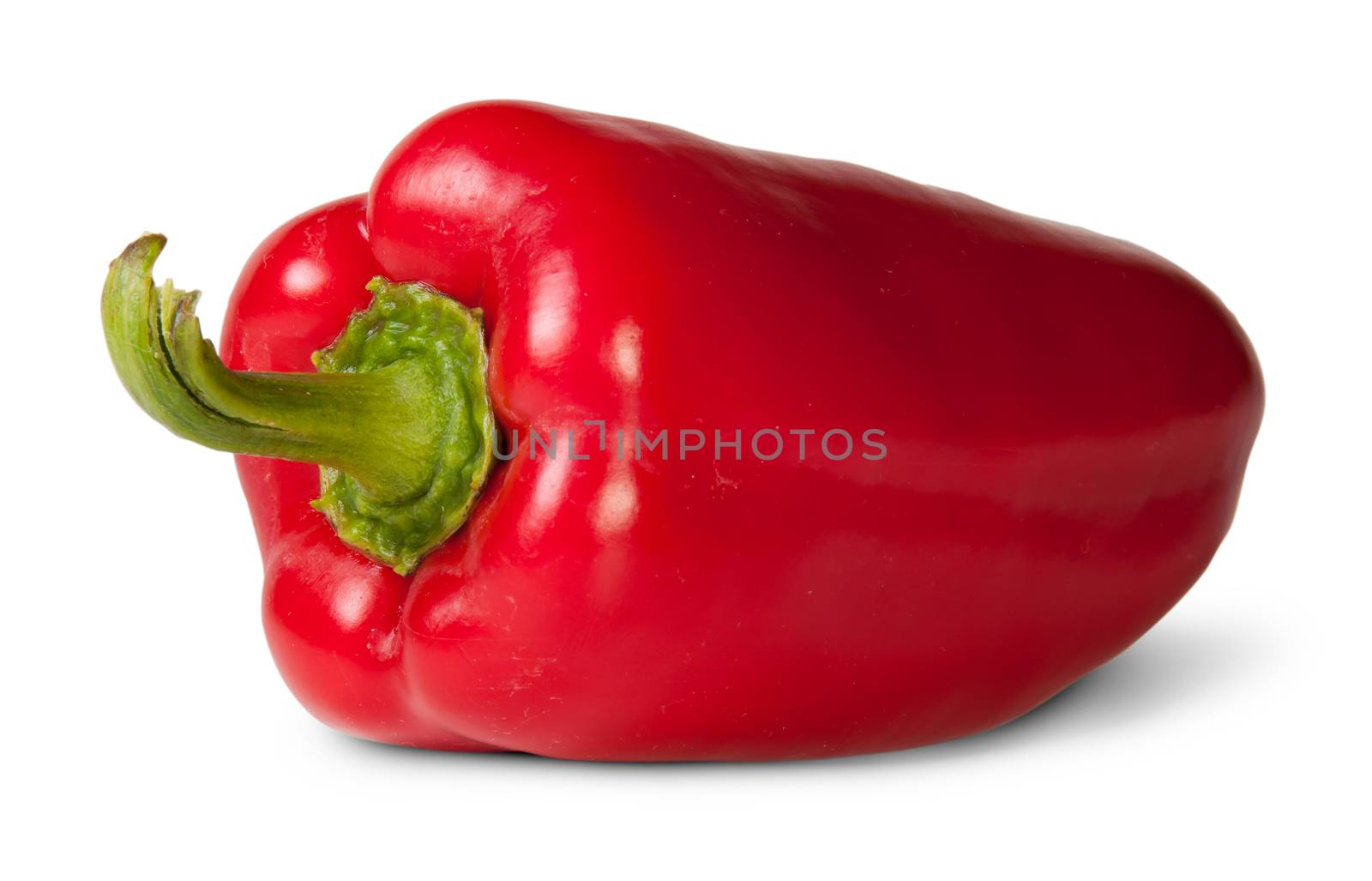 Red Bell Pepper Rotated Isolated On White Background