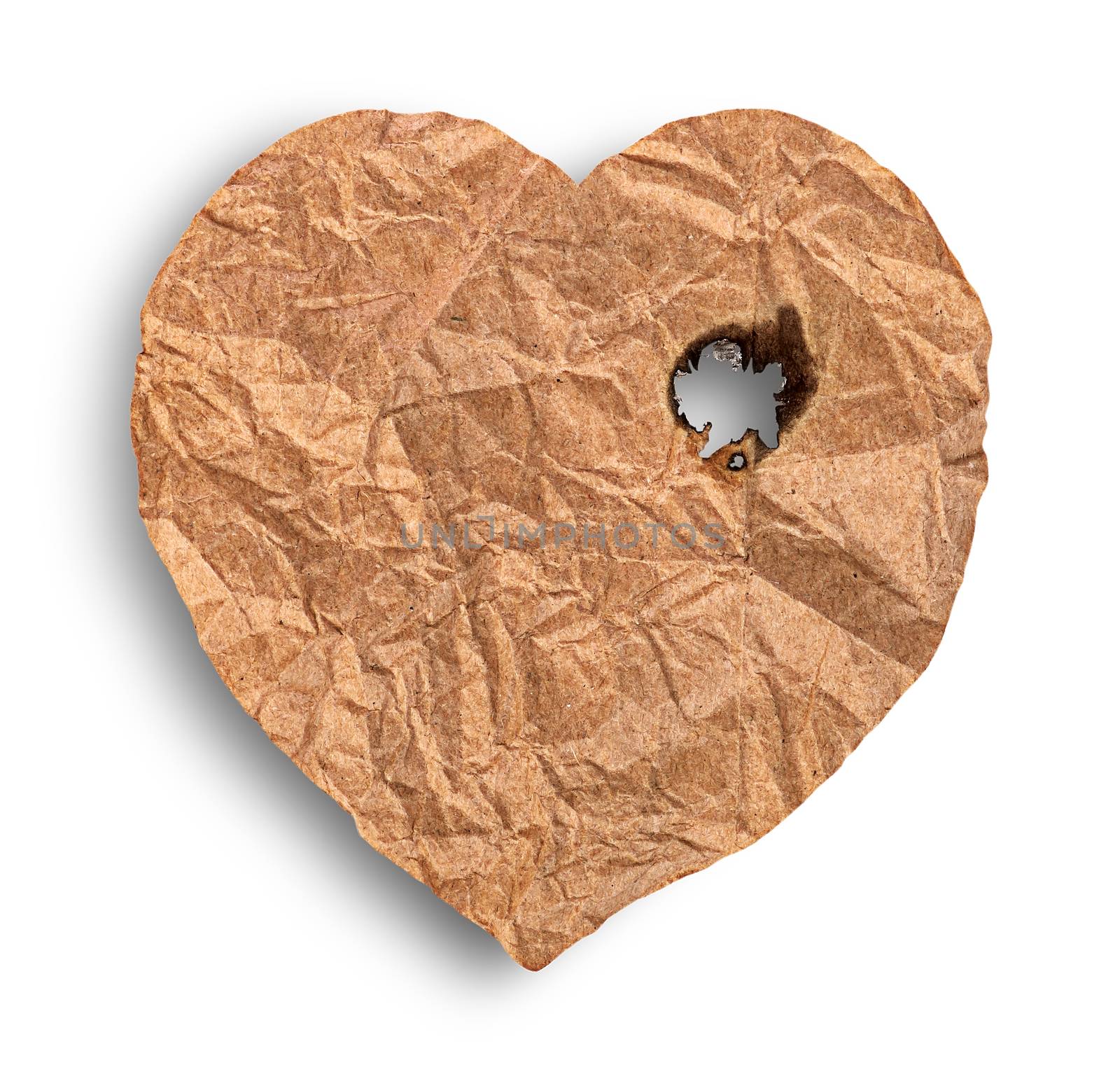 Scorched crumpled paper heart by Cipariss