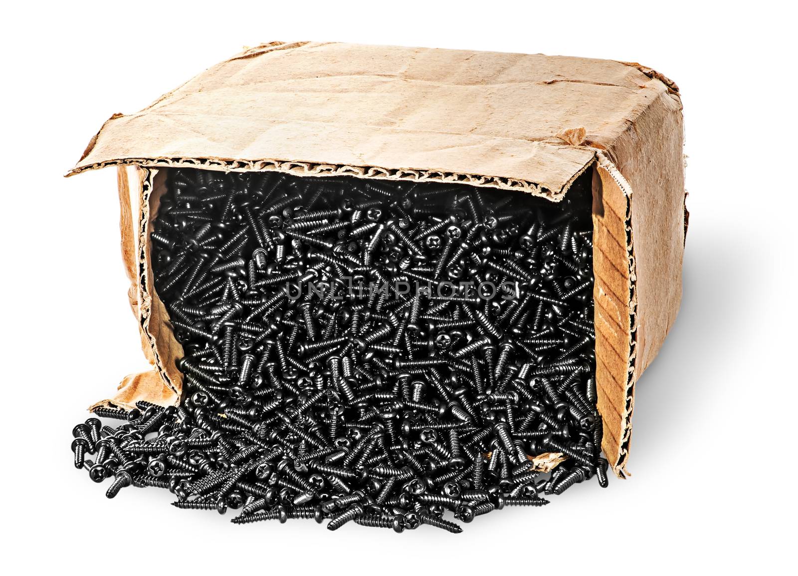 Screws fall out of old cardboard box by Cipariss