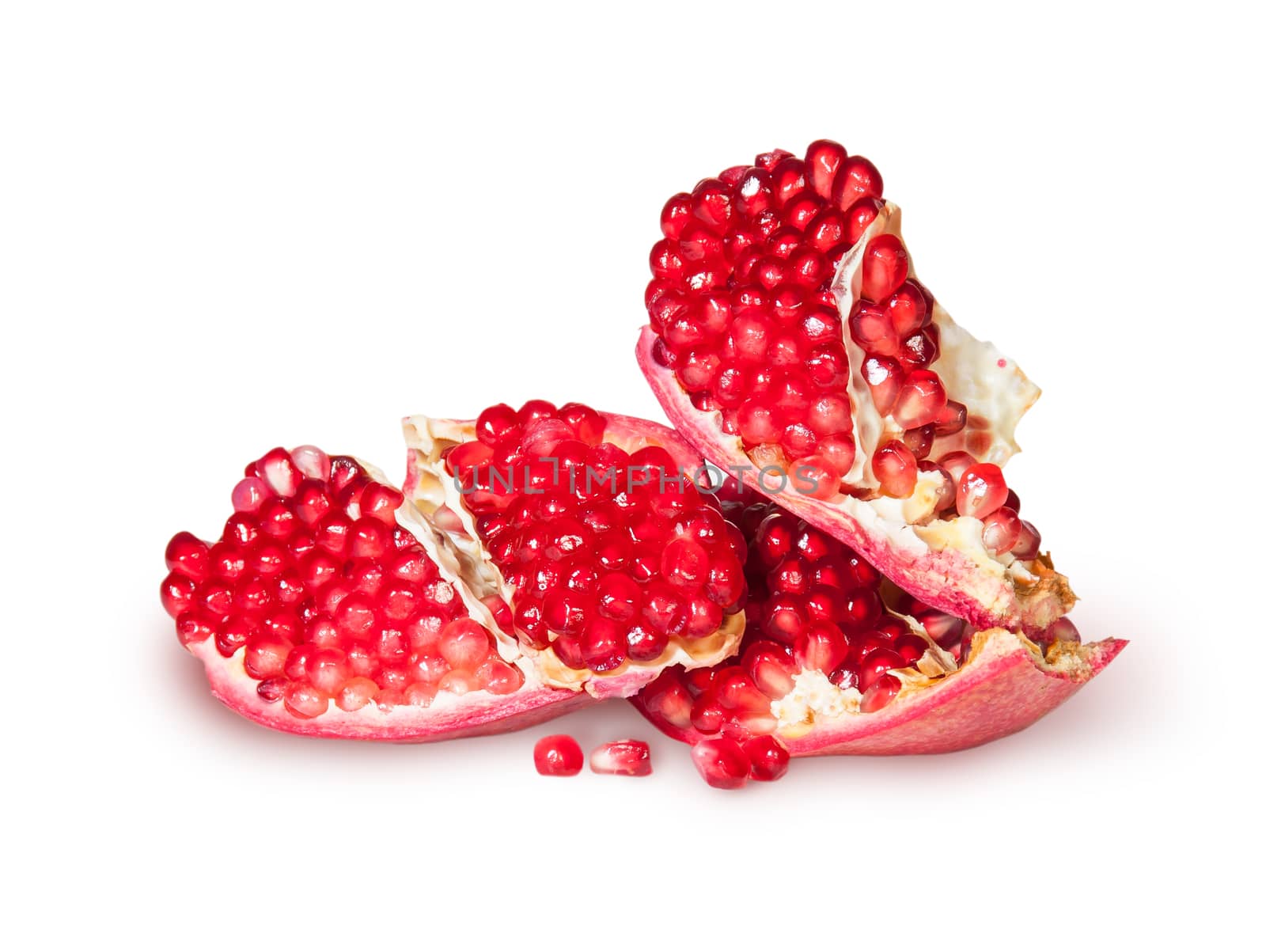 Several Of Ripe Juicy Pomegranate Isolated On White Background