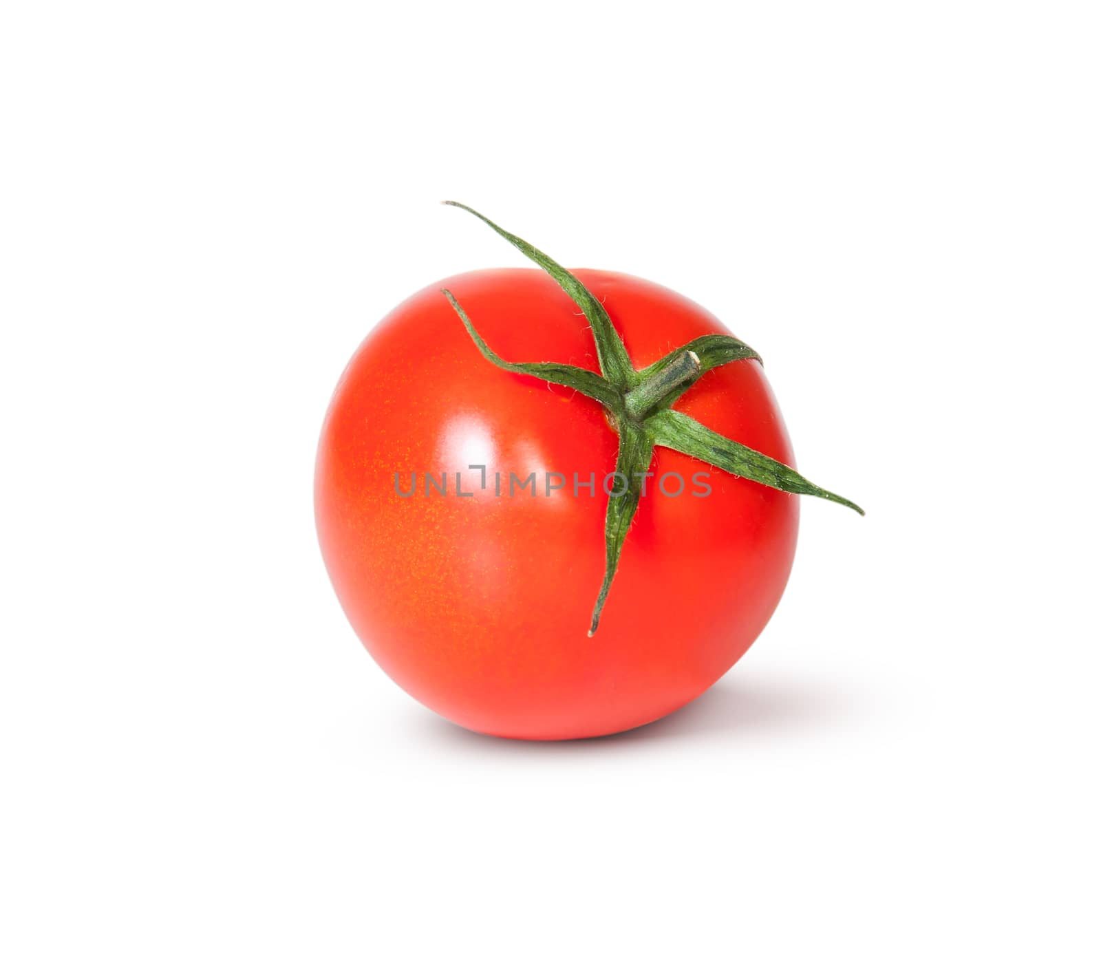 Single Fresh Red Tomato With Green Stem Rotated by Cipariss