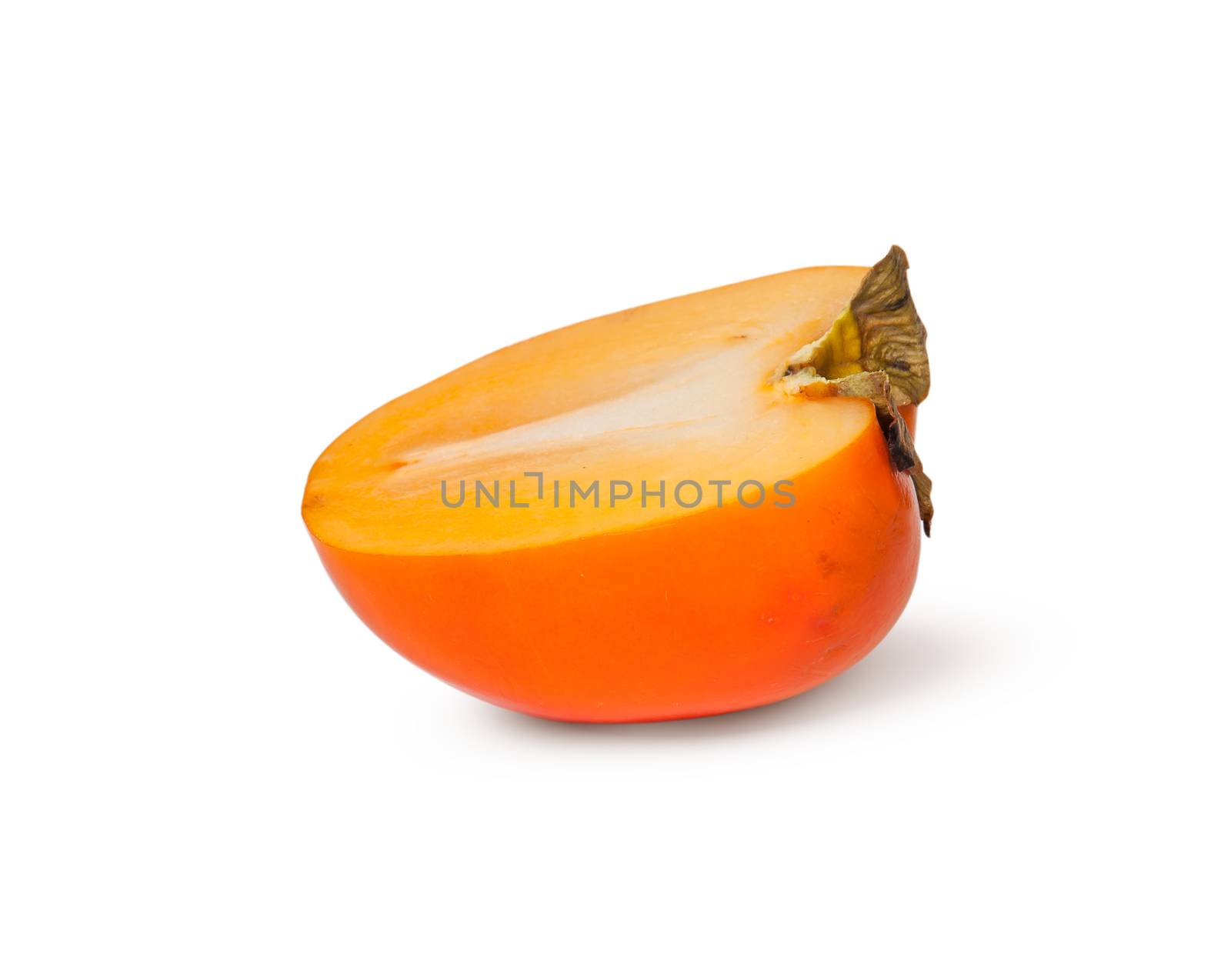 Single Half Persimmons Isolated On White Background