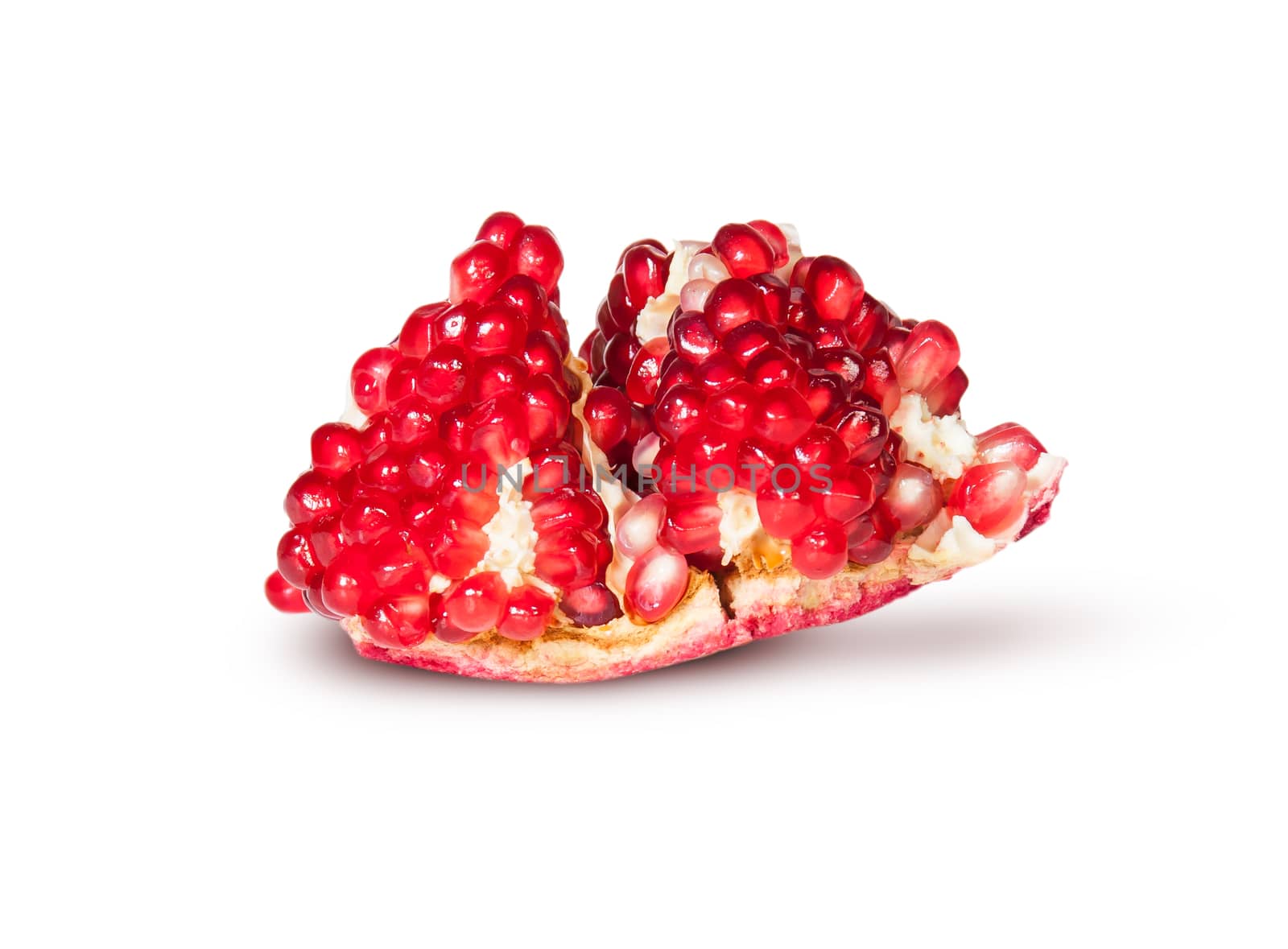 Single Of Ripe Juicy Pomegranate Isolated On White Background