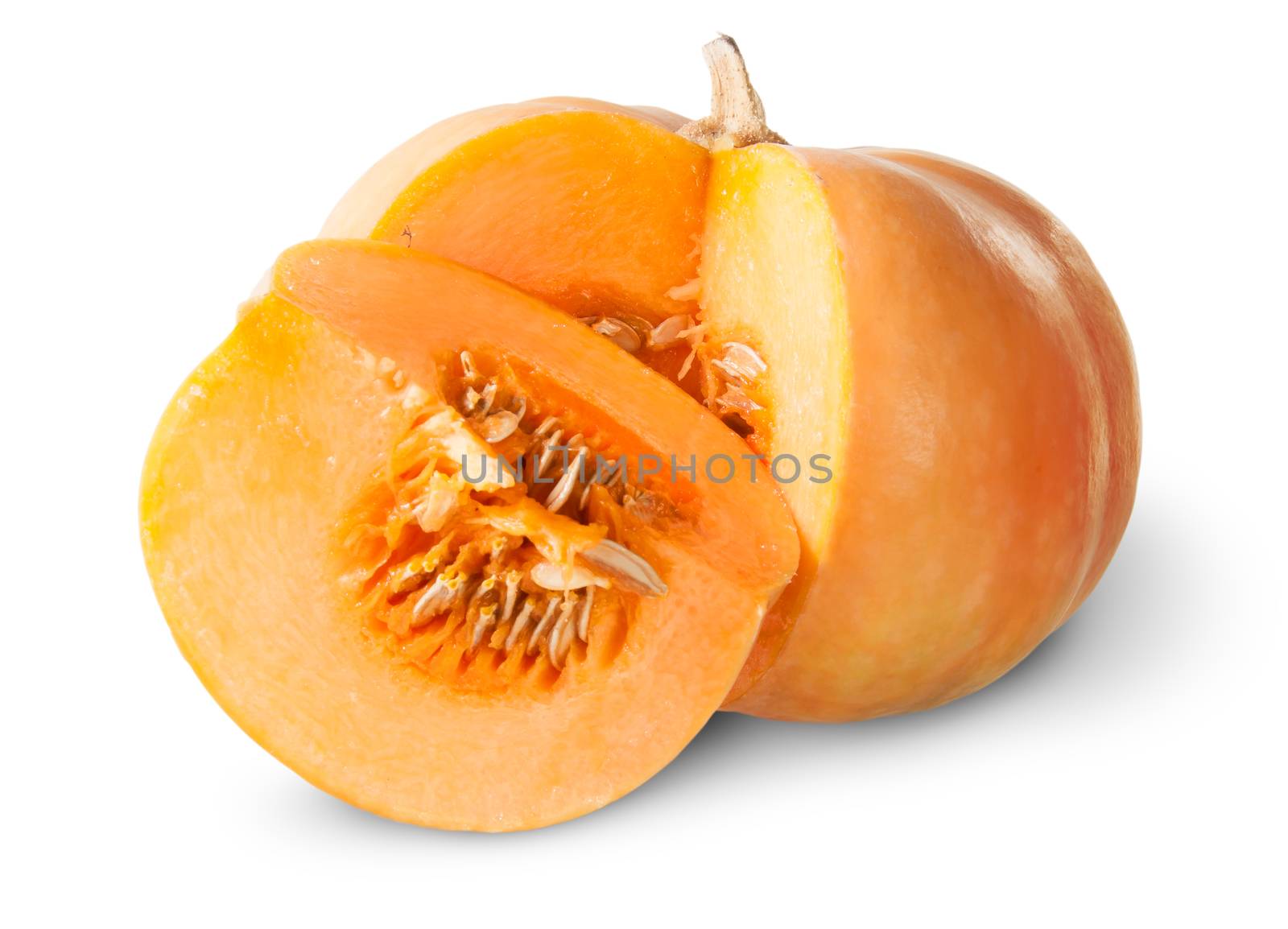 Slice Of Pumpkin Behind Around Isolated On White Background