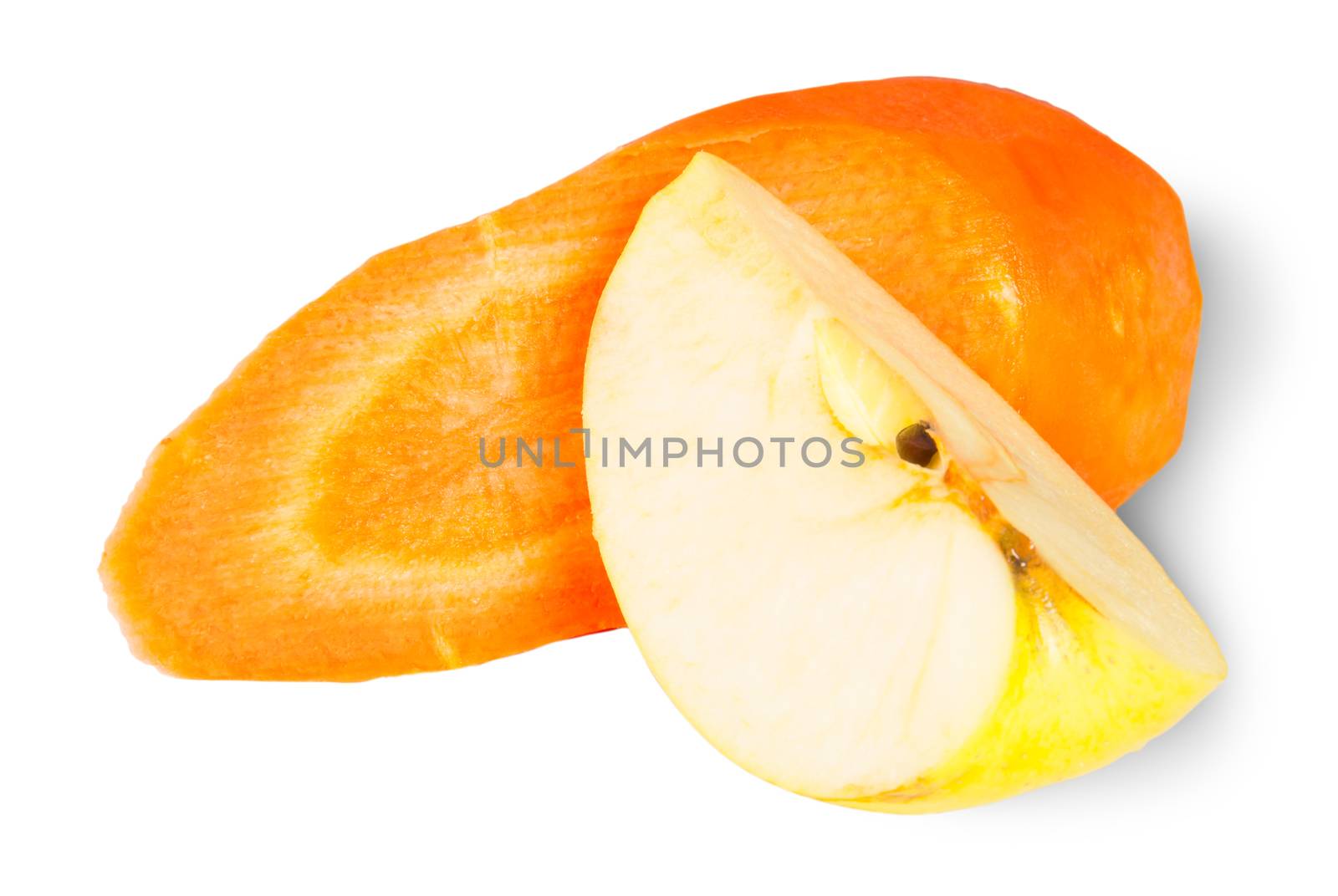 Slices Carrot And Apple Isolated On White Background