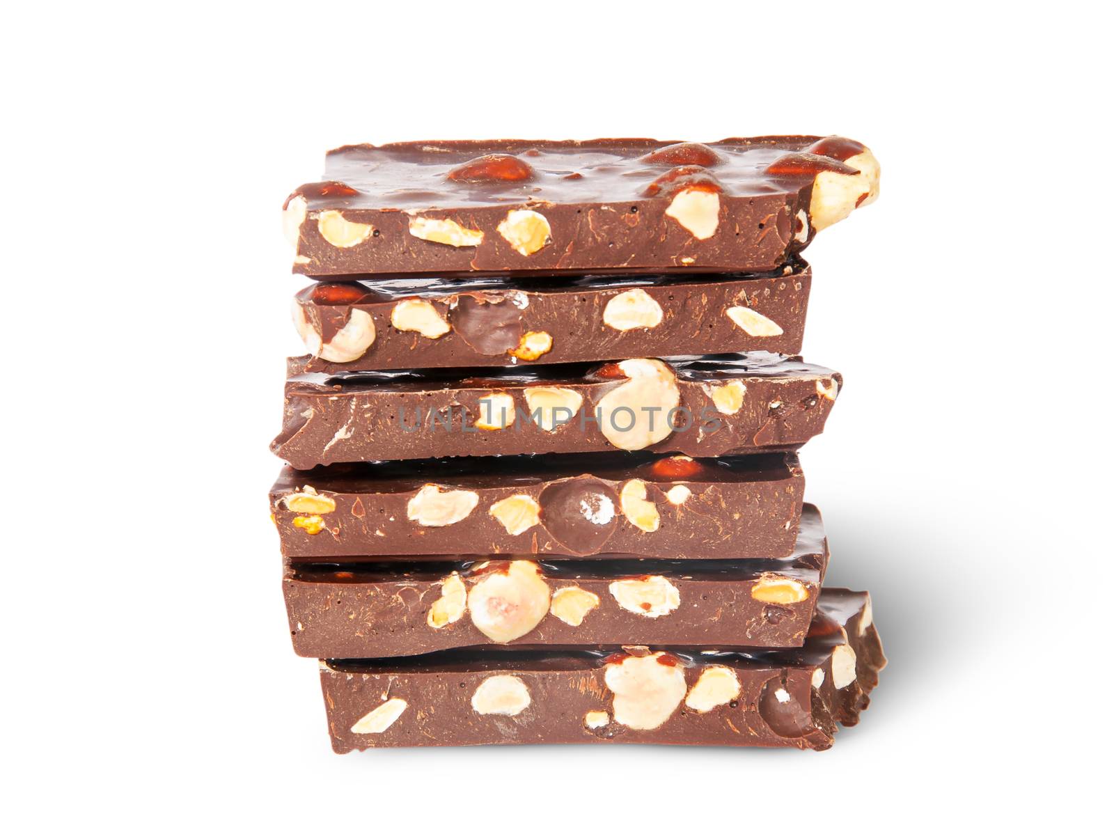 Stack Of Chocolate Pieces Isolated On White Background 