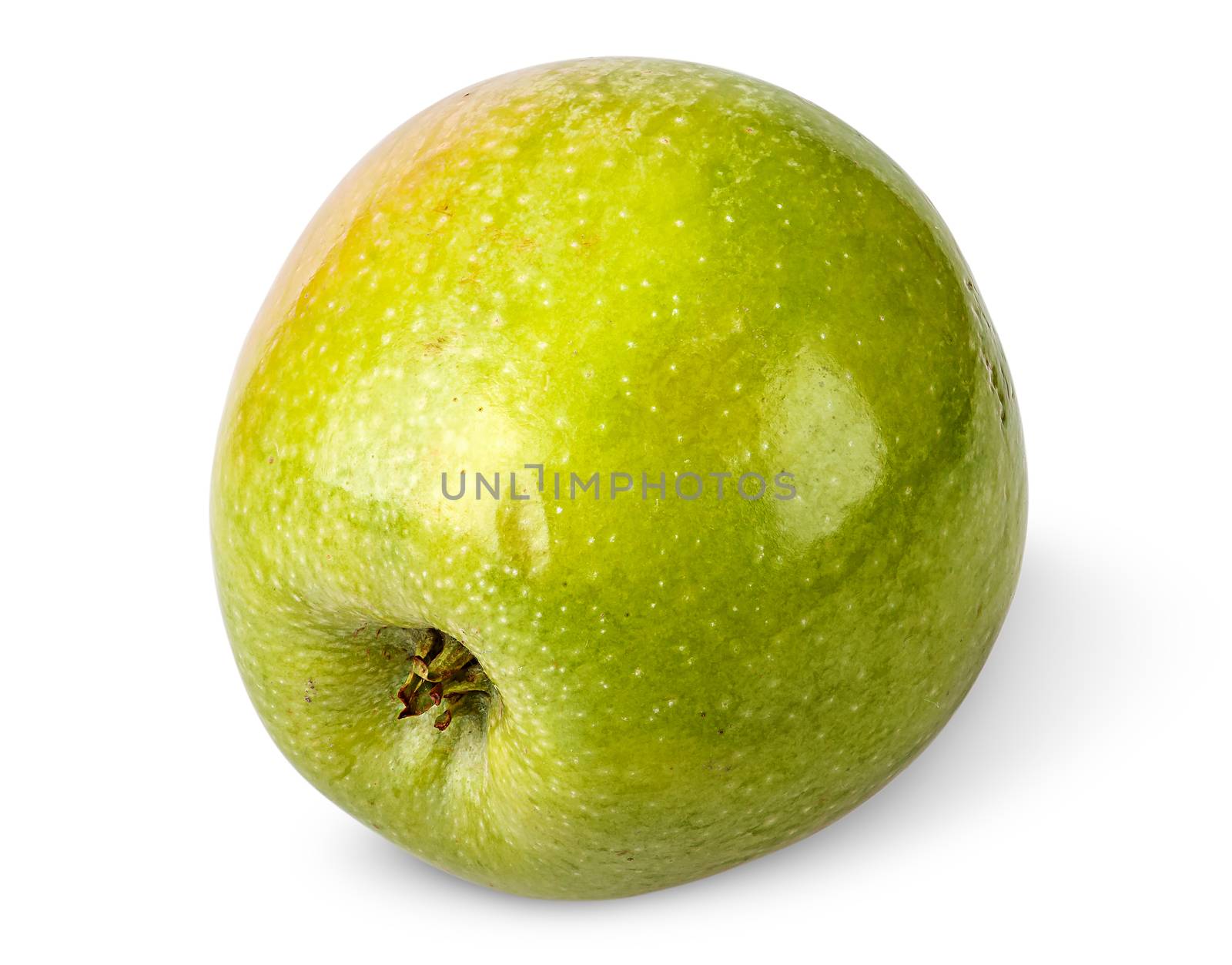 Tasty ripe green apple rotated isolated on white background