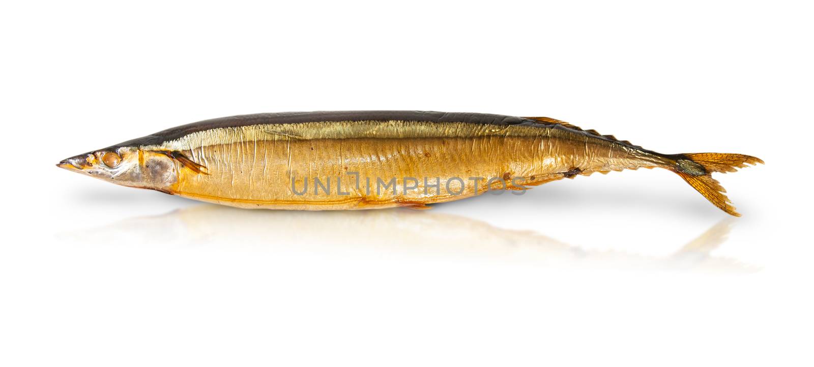 The Smoked Saury Isolated On White Background 