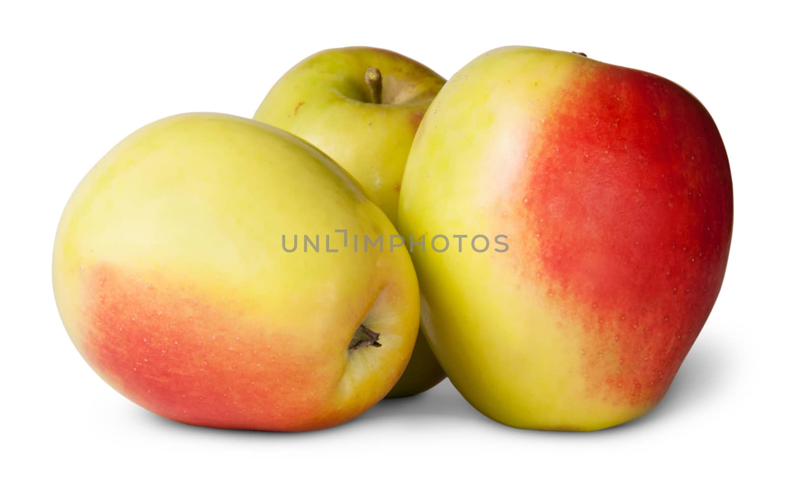 Three Red And Yellow Apple Isolated On White Background