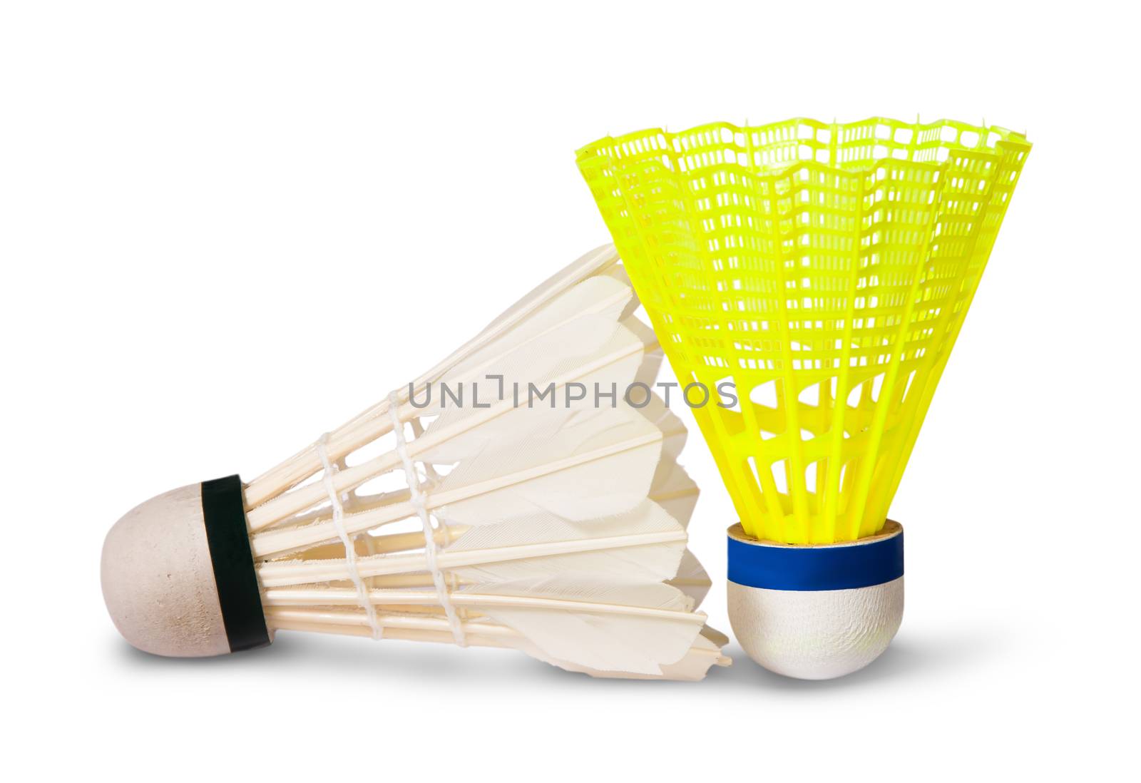 Two badminton shuttlecock isolated on white background