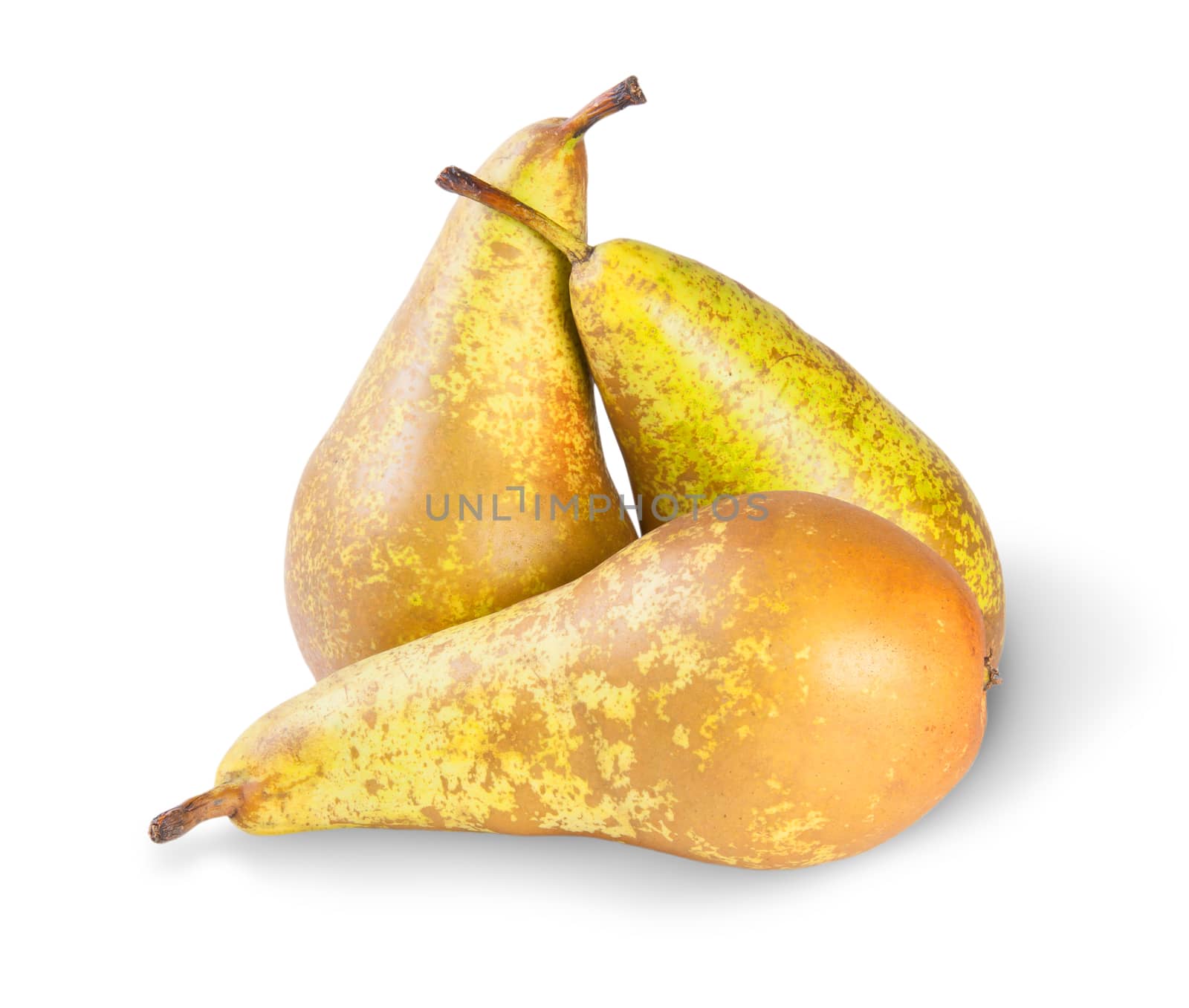 Three Ripe Pears Isolated On White Background