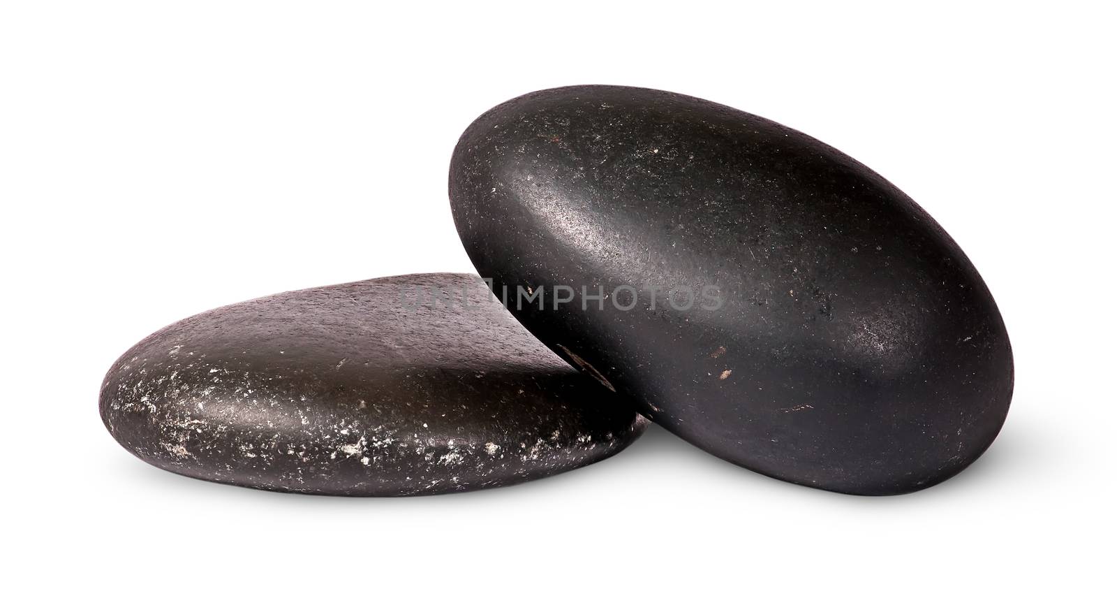 Two black stones for Thai spa isolated on white background