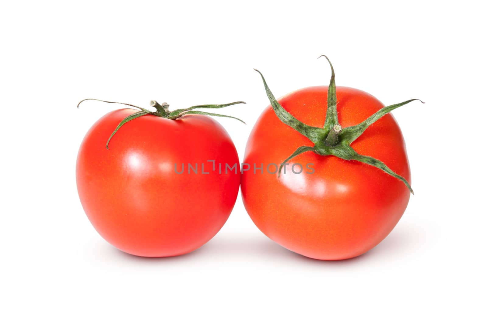Two Fresh Red Tomato Isolated On White Background