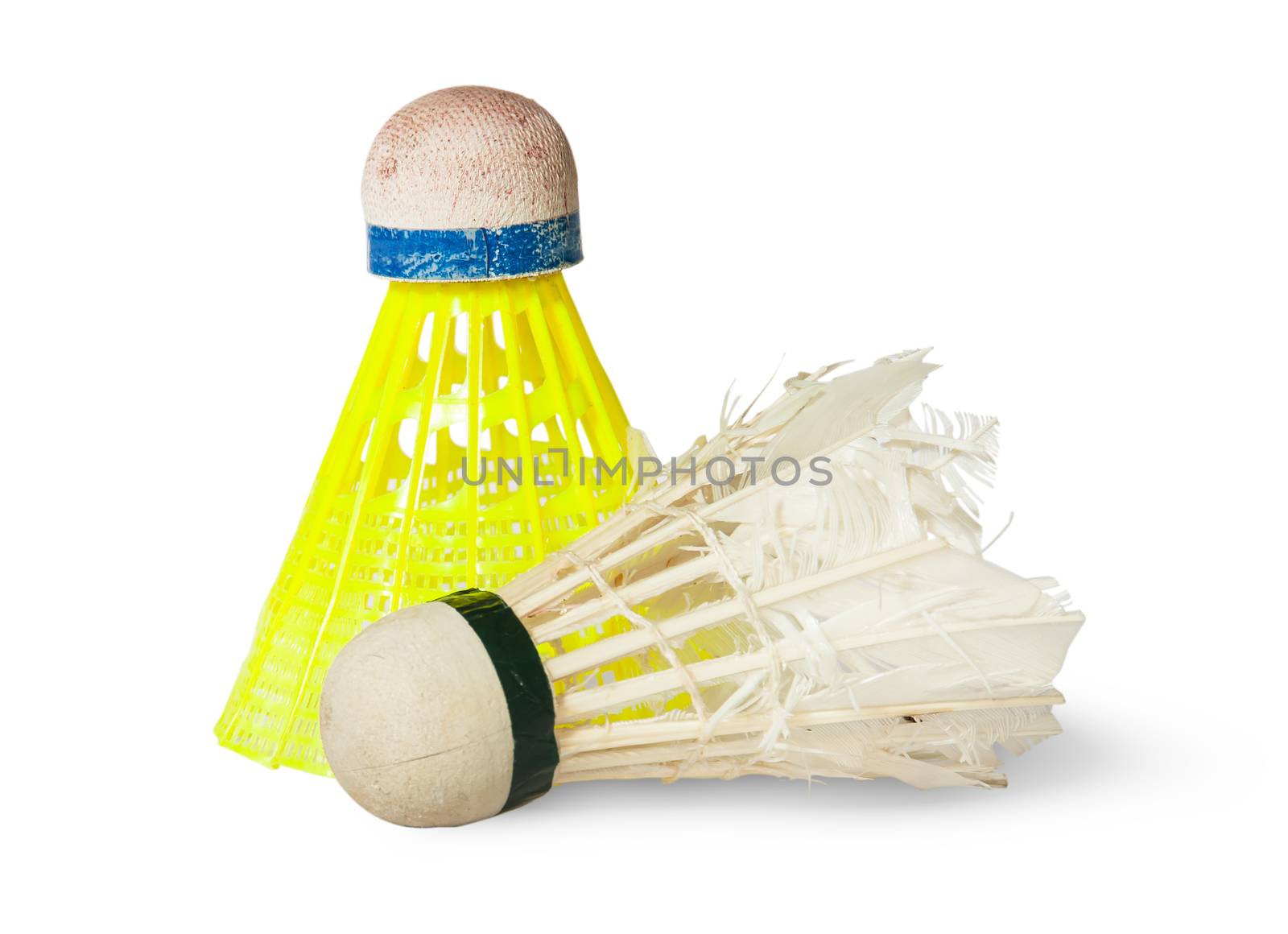 Two Old Badminton Shuttlecock Isolated On White Background