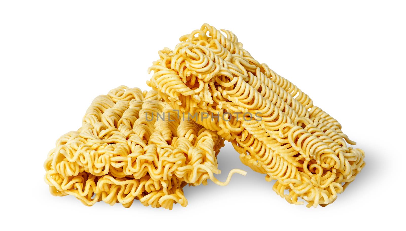 Two pieces noodles of fast preparation isolated on white background