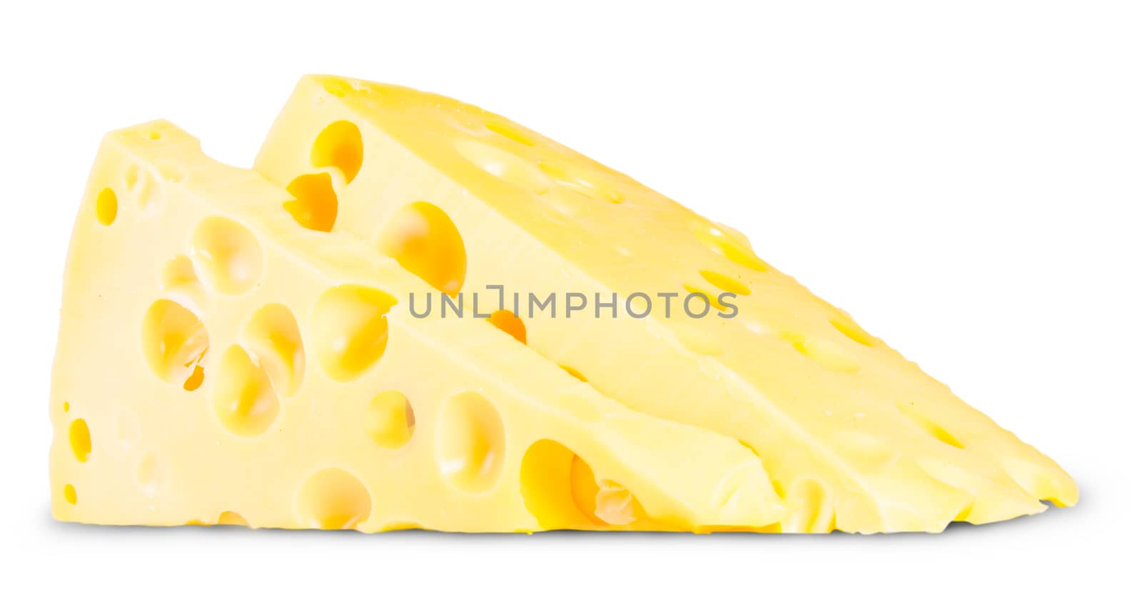 Two Pieces Of Cheese Isolated On White Background